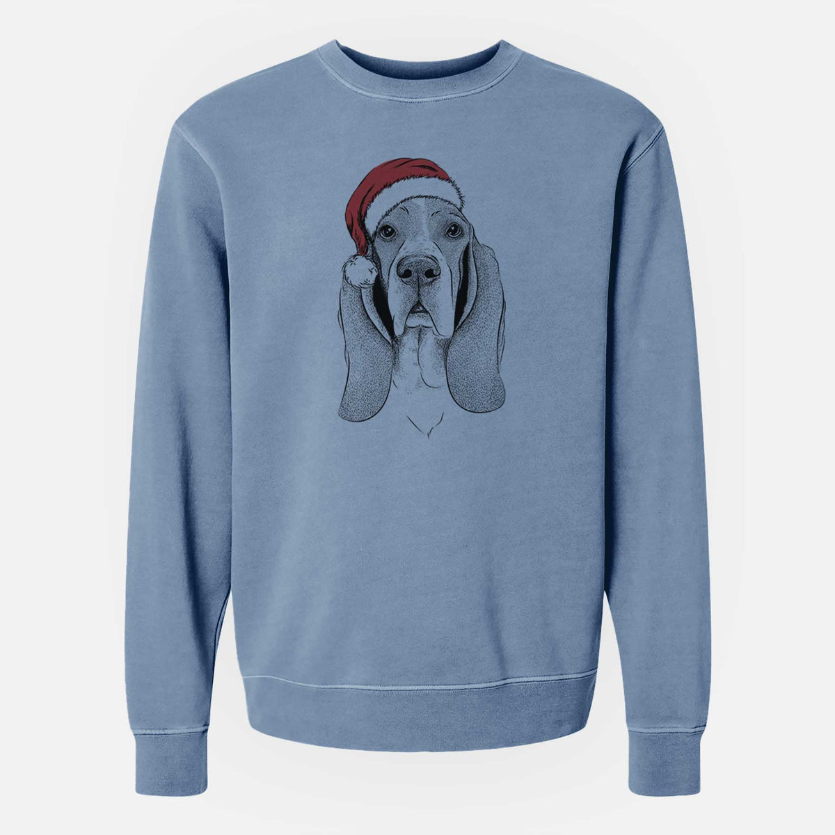 Santa Buckley the Basset Hound - Unisex Pigment Dyed Crew Sweatshirt