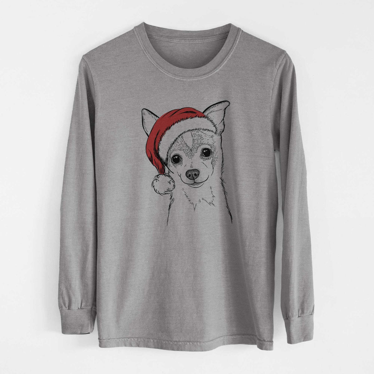 Santa Buggy the Chihuahua - Men's Heavyweight 100% Cotton Long Sleeve