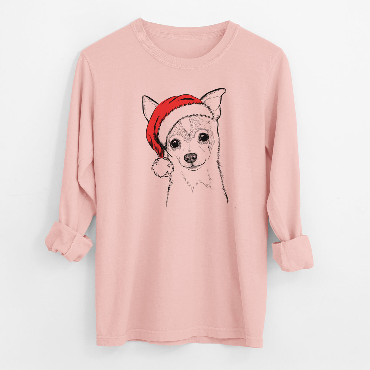 Santa Buggy the Chihuahua - Men's Heavyweight 100% Cotton Long Sleeve