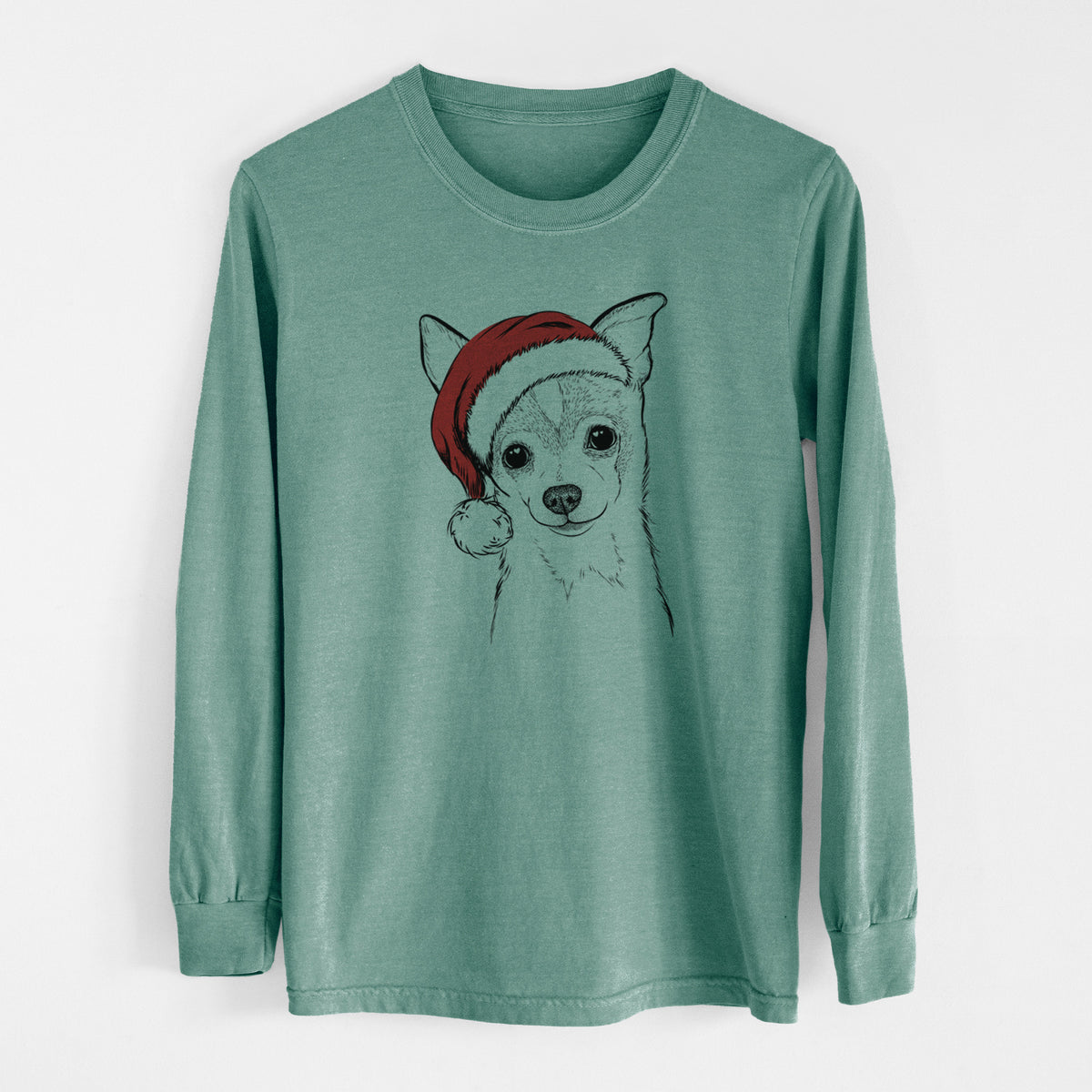 Santa Buggy the Chihuahua - Men's Heavyweight 100% Cotton Long Sleeve