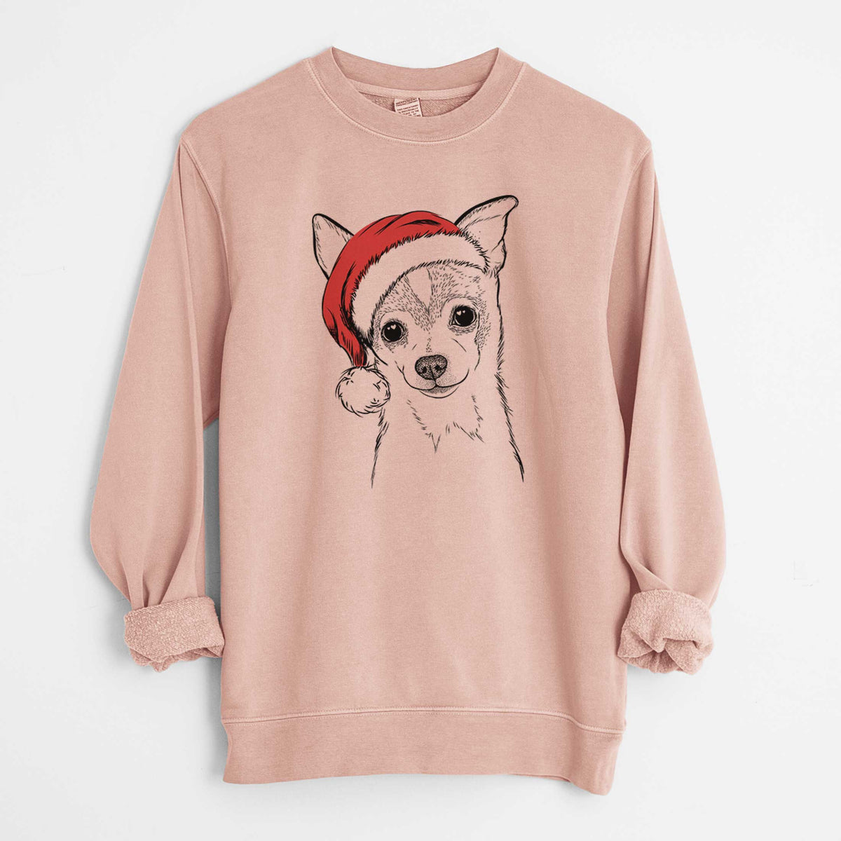 Santa Buggy the Chihuahua - Unisex Pigment Dyed Crew Sweatshirt