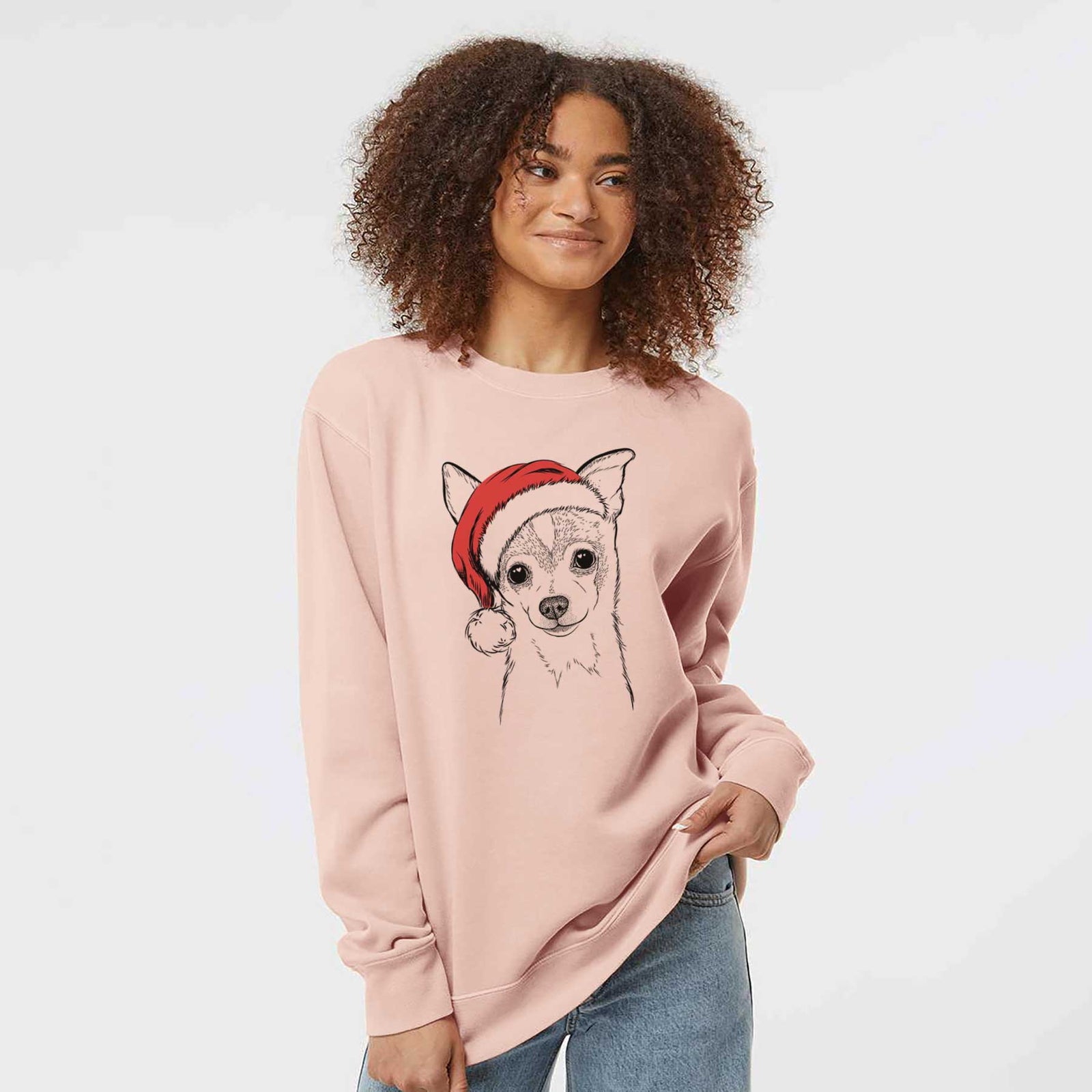 Santa Buggy the Chihuahua - Unisex Pigment Dyed Crew Sweatshirt