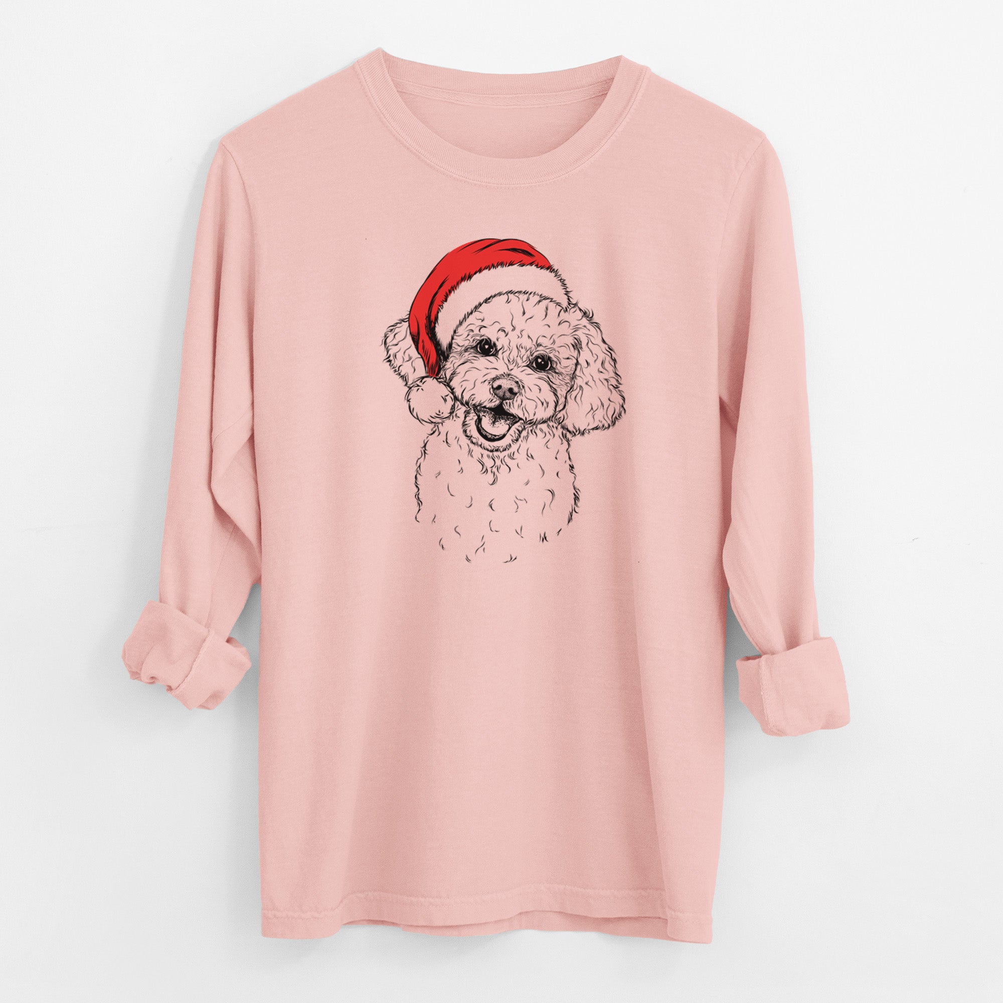 Santa Caesar the Bichon Frise - Men's Heavyweight 100% Cotton Long Sleeve