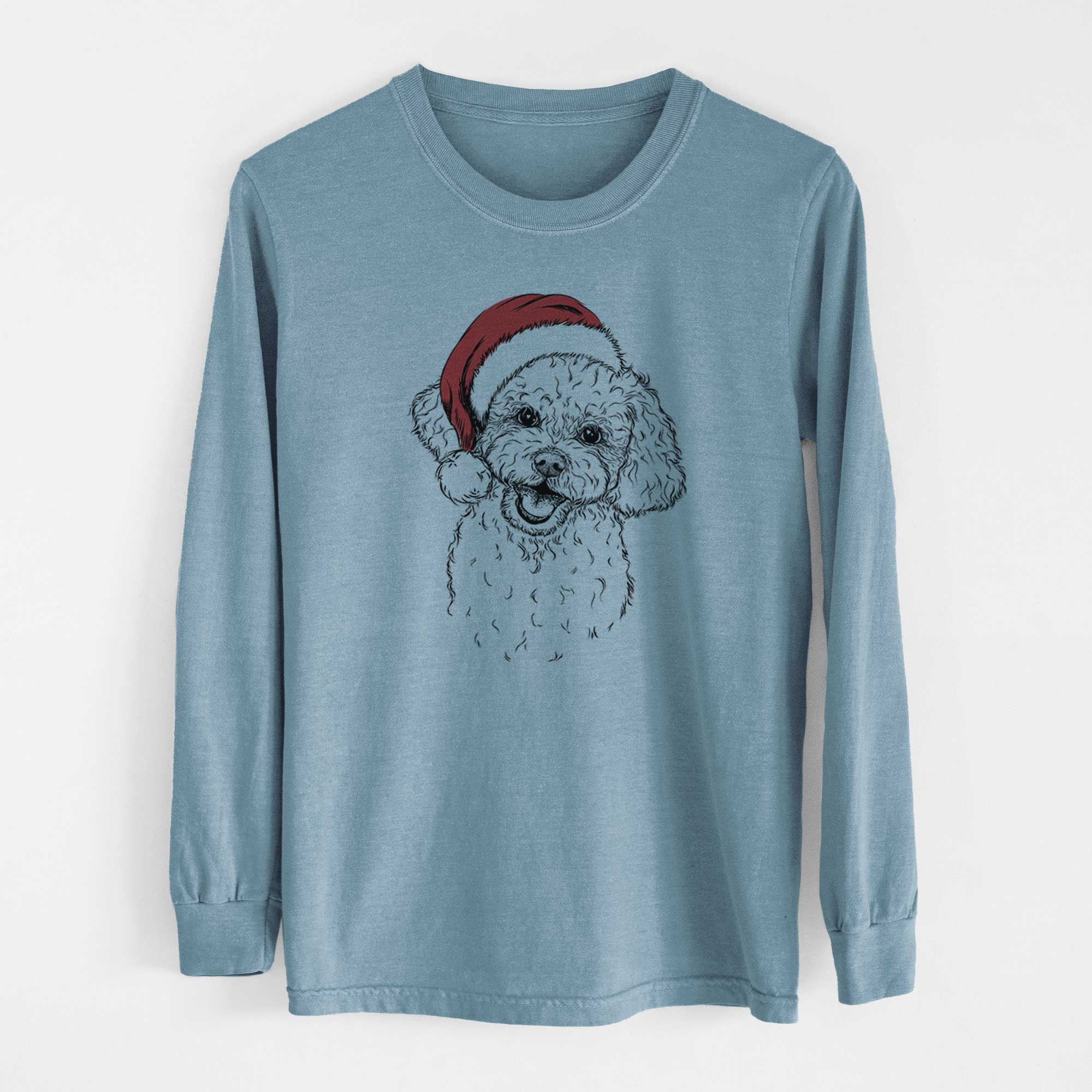 Santa Caesar the Bichon Frise - Men's Heavyweight 100% Cotton Long Sleeve