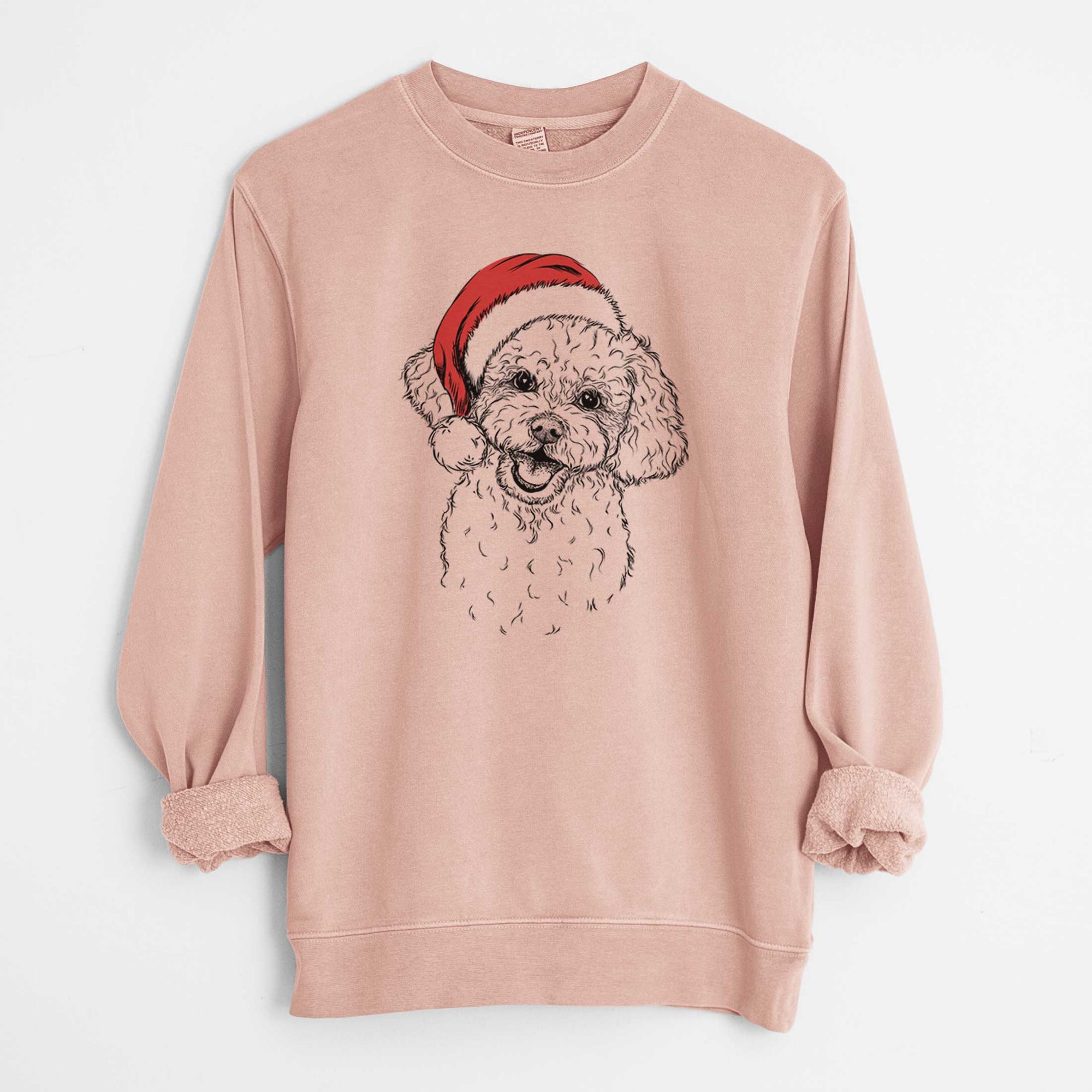 Santa Caesar the Bichon Frise - Unisex Pigment Dyed Crew Sweatshirt