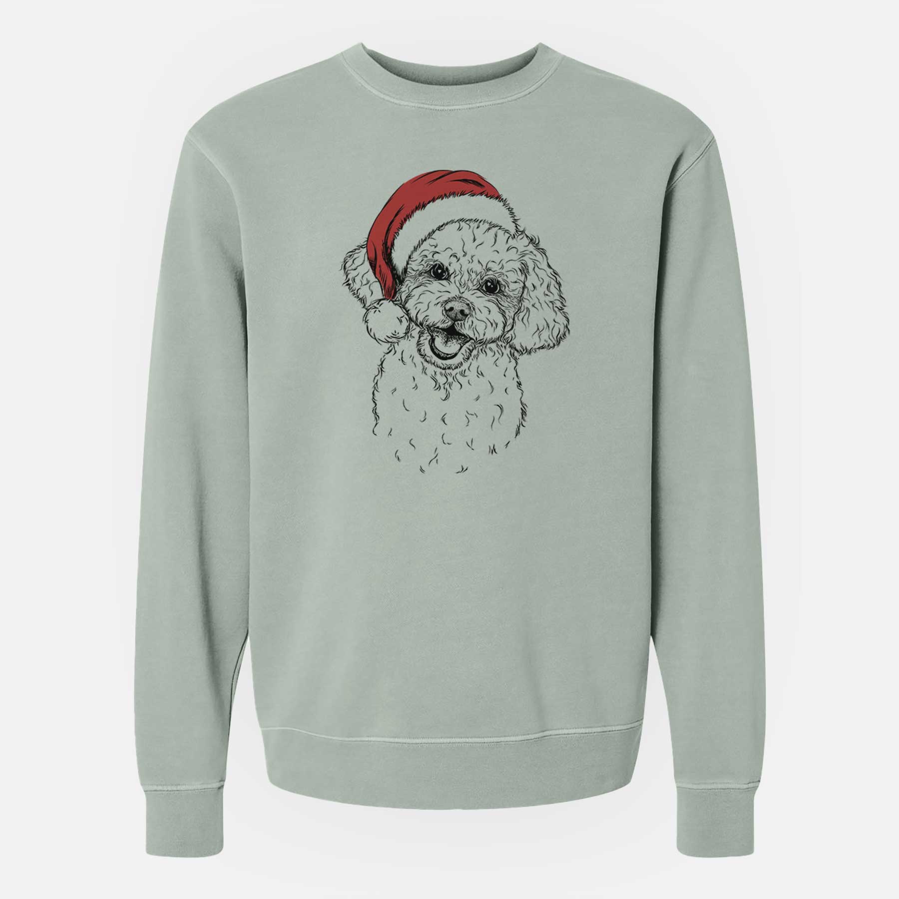 Santa Caesar the Bichon Frise - Unisex Pigment Dyed Crew Sweatshirt