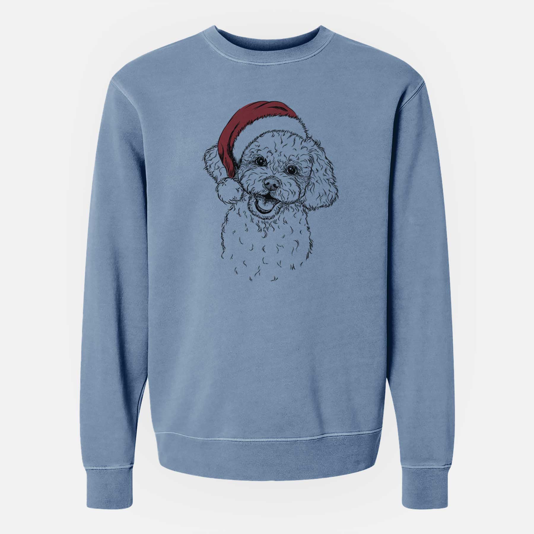 Santa Caesar the Bichon Frise - Unisex Pigment Dyed Crew Sweatshirt