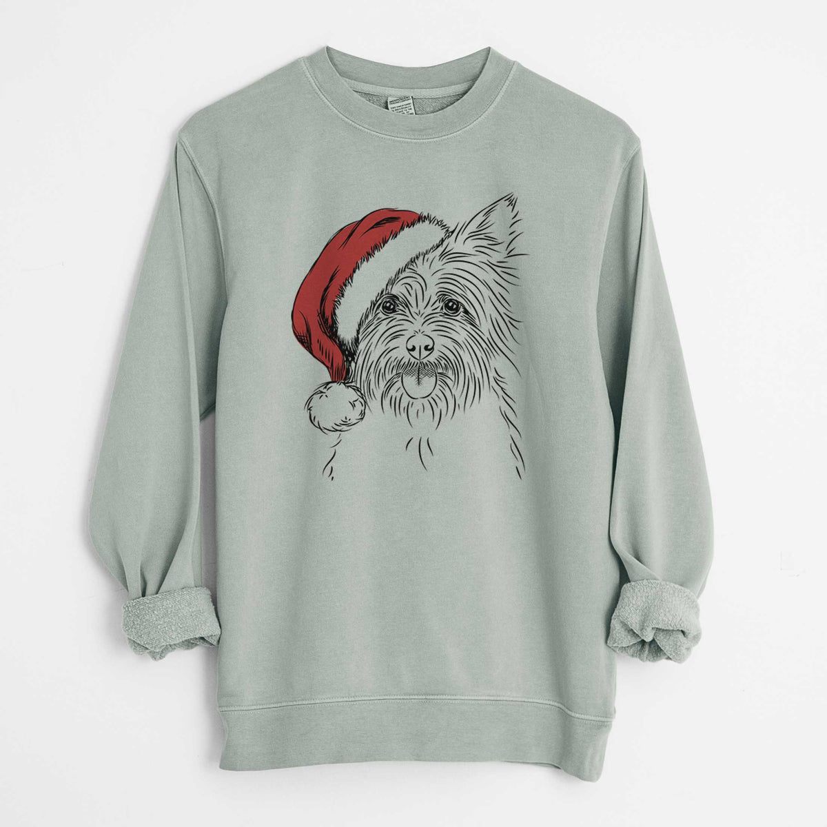 Santa Calum the Cairn Terrier - Unisex Pigment Dyed Crew Sweatshirt