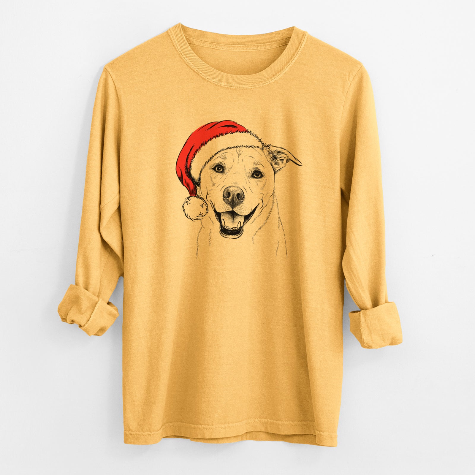 Santa Carl the Mixed Breed - Men's Heavyweight 100% Cotton Long Sleeve