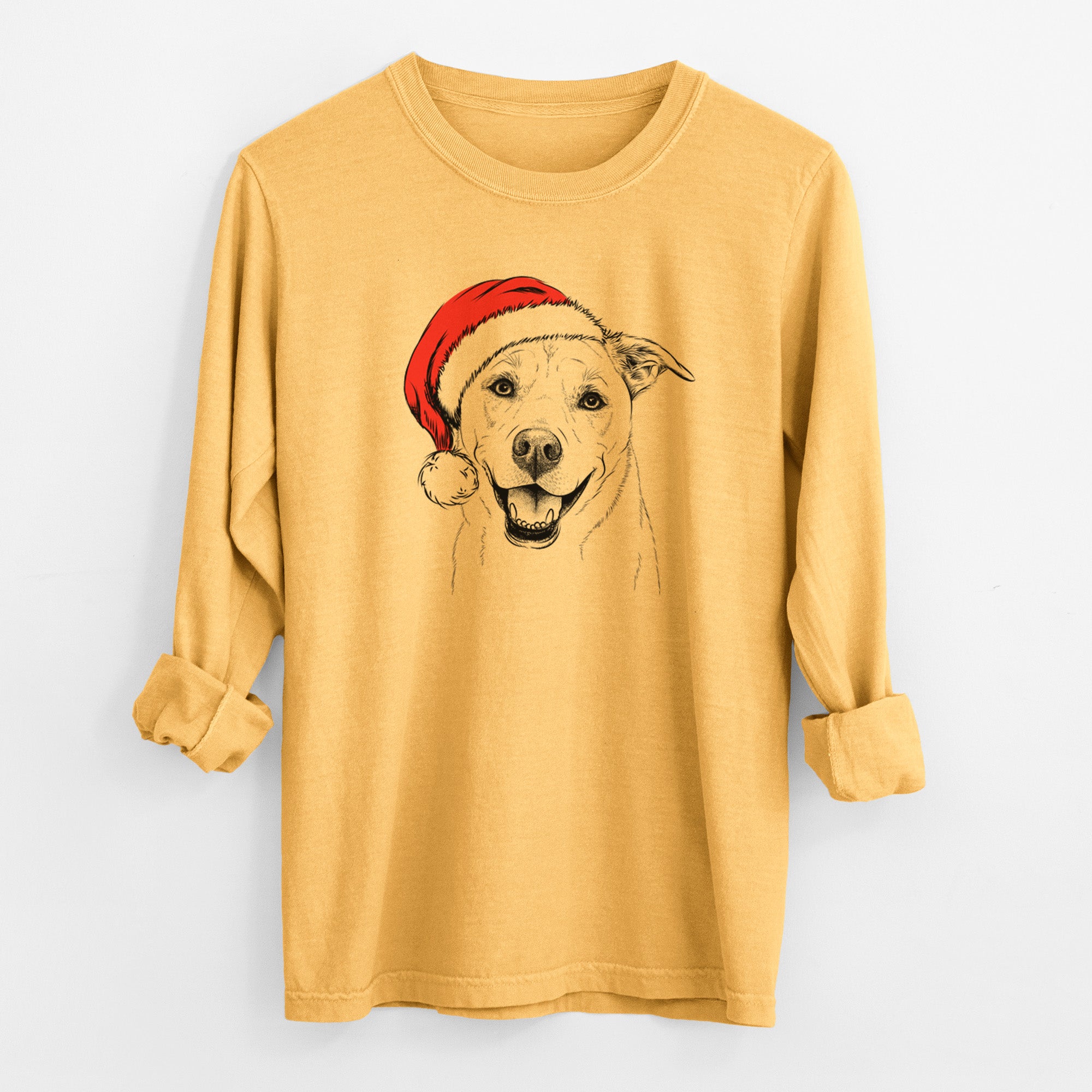 Santa Carl the Mixed Breed - Men's Heavyweight 100% Cotton Long Sleeve