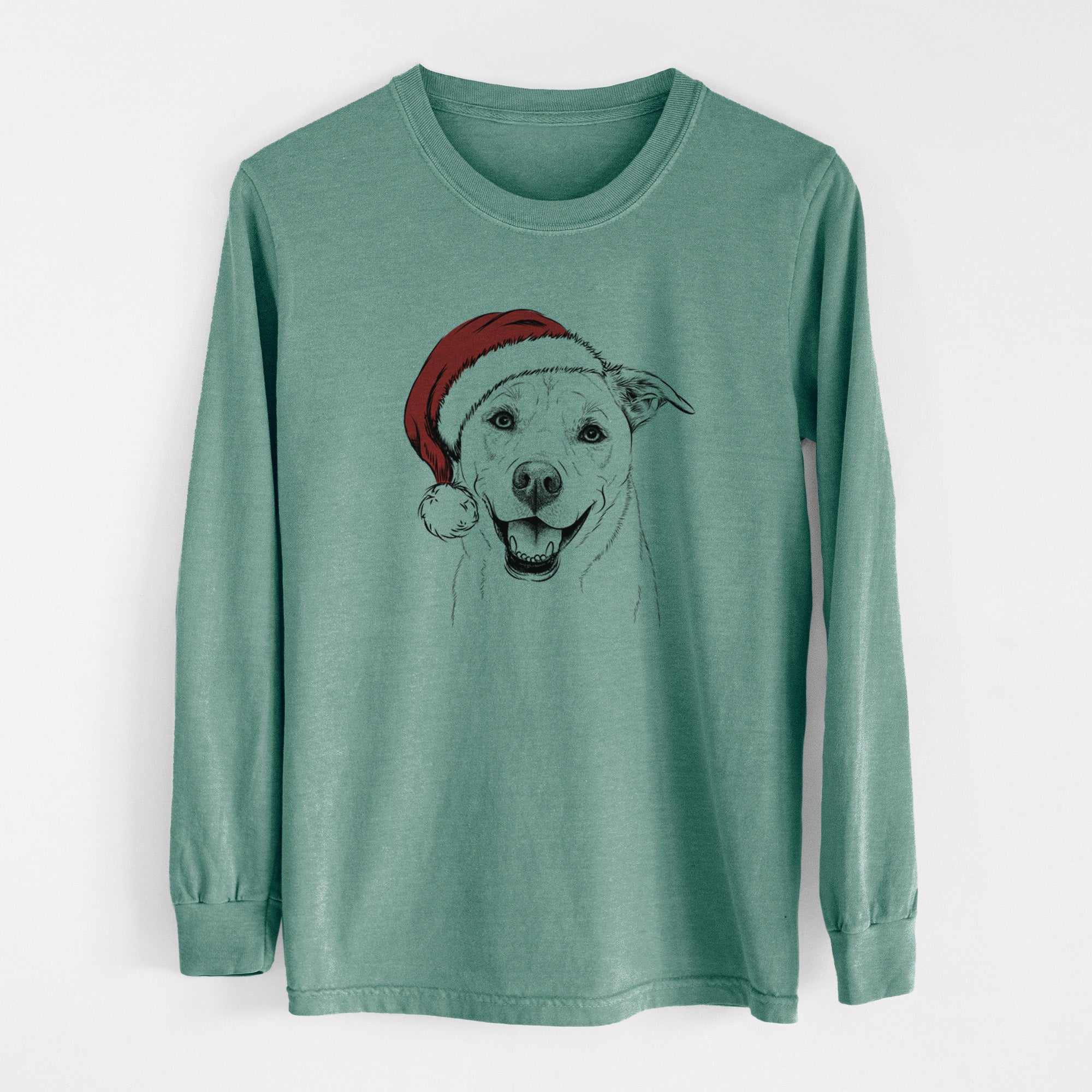 Santa Carl the Mixed Breed - Men's Heavyweight 100% Cotton Long Sleeve