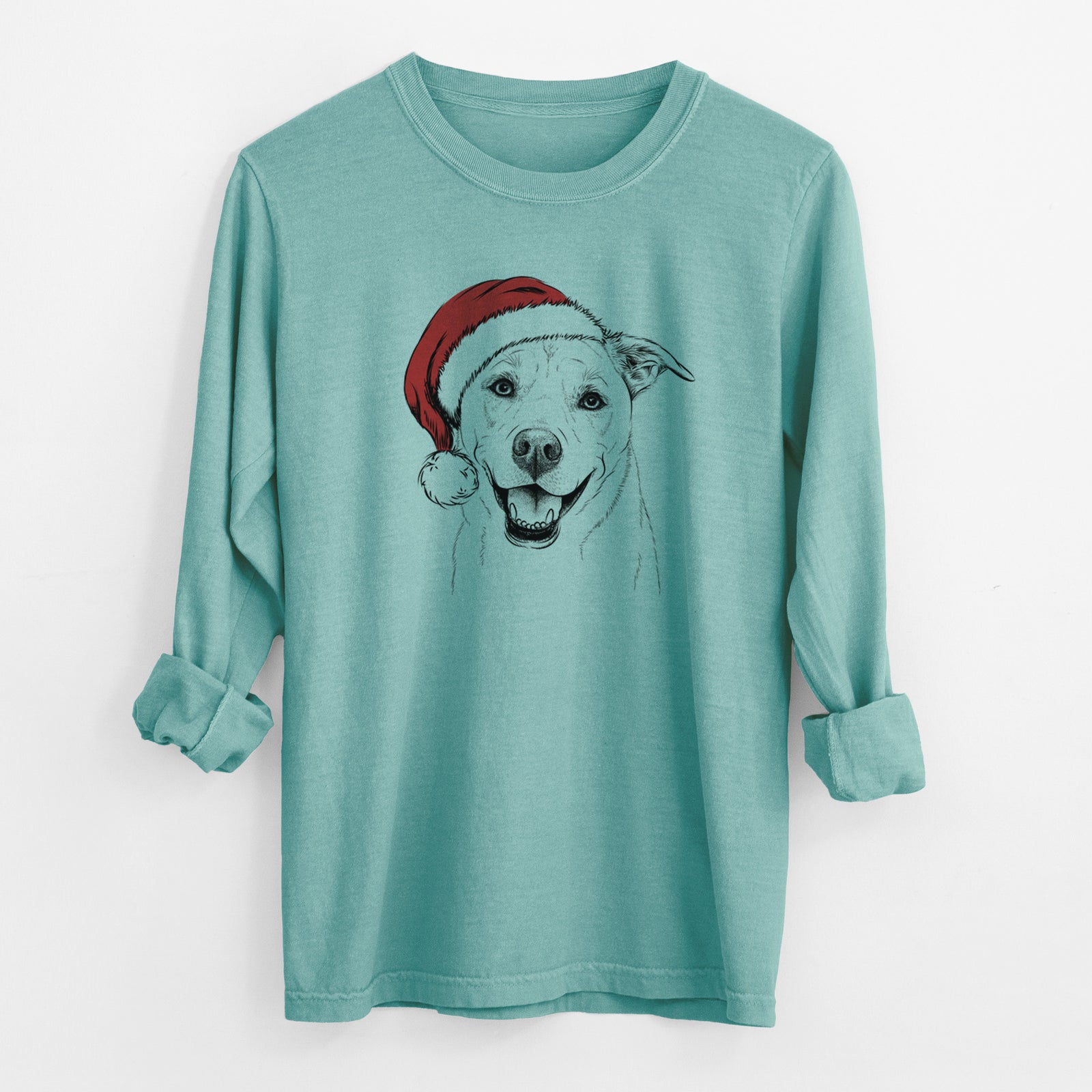 Santa Carl the Mixed Breed - Men's Heavyweight 100% Cotton Long Sleeve