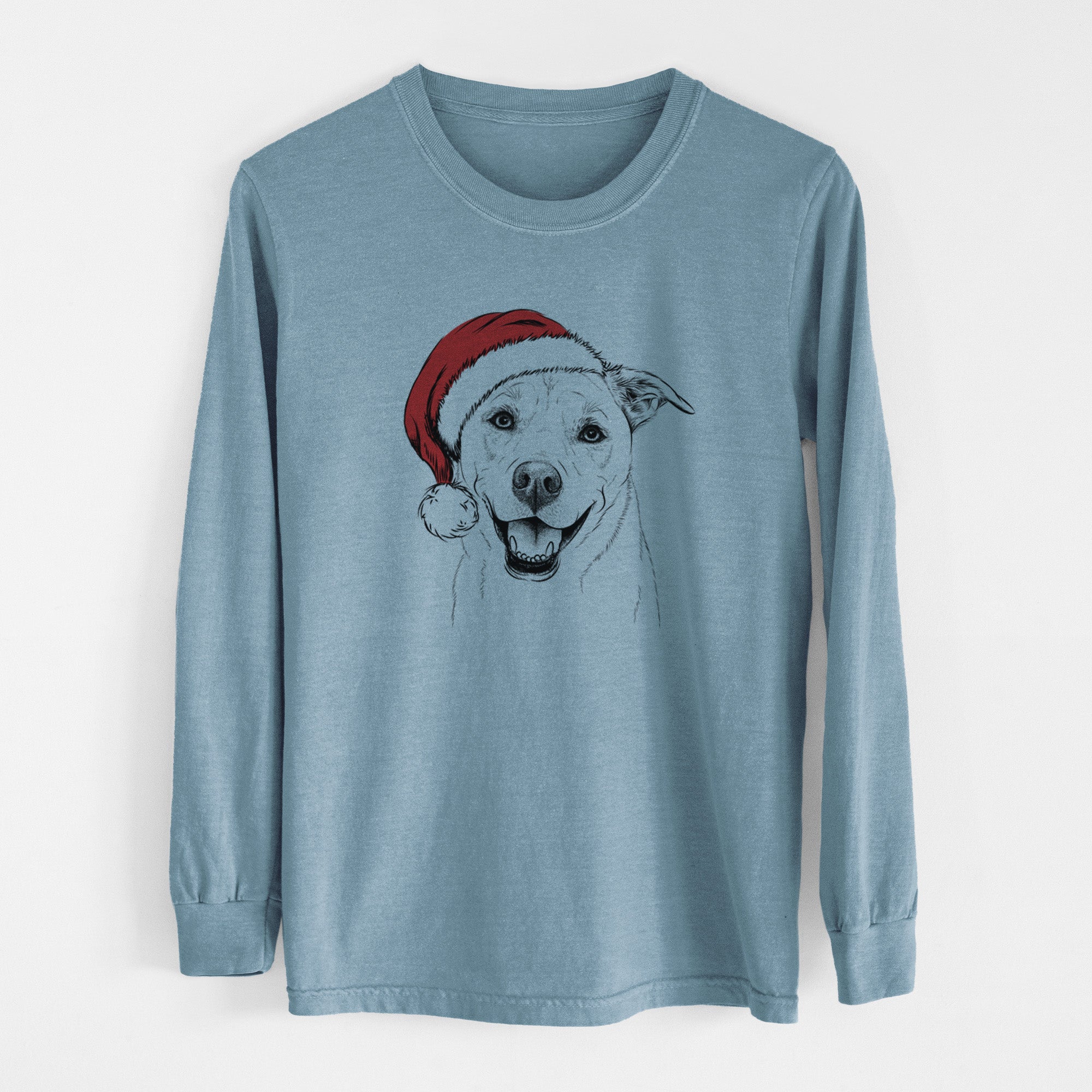 Santa Carl the Mixed Breed - Men's Heavyweight 100% Cotton Long Sleeve