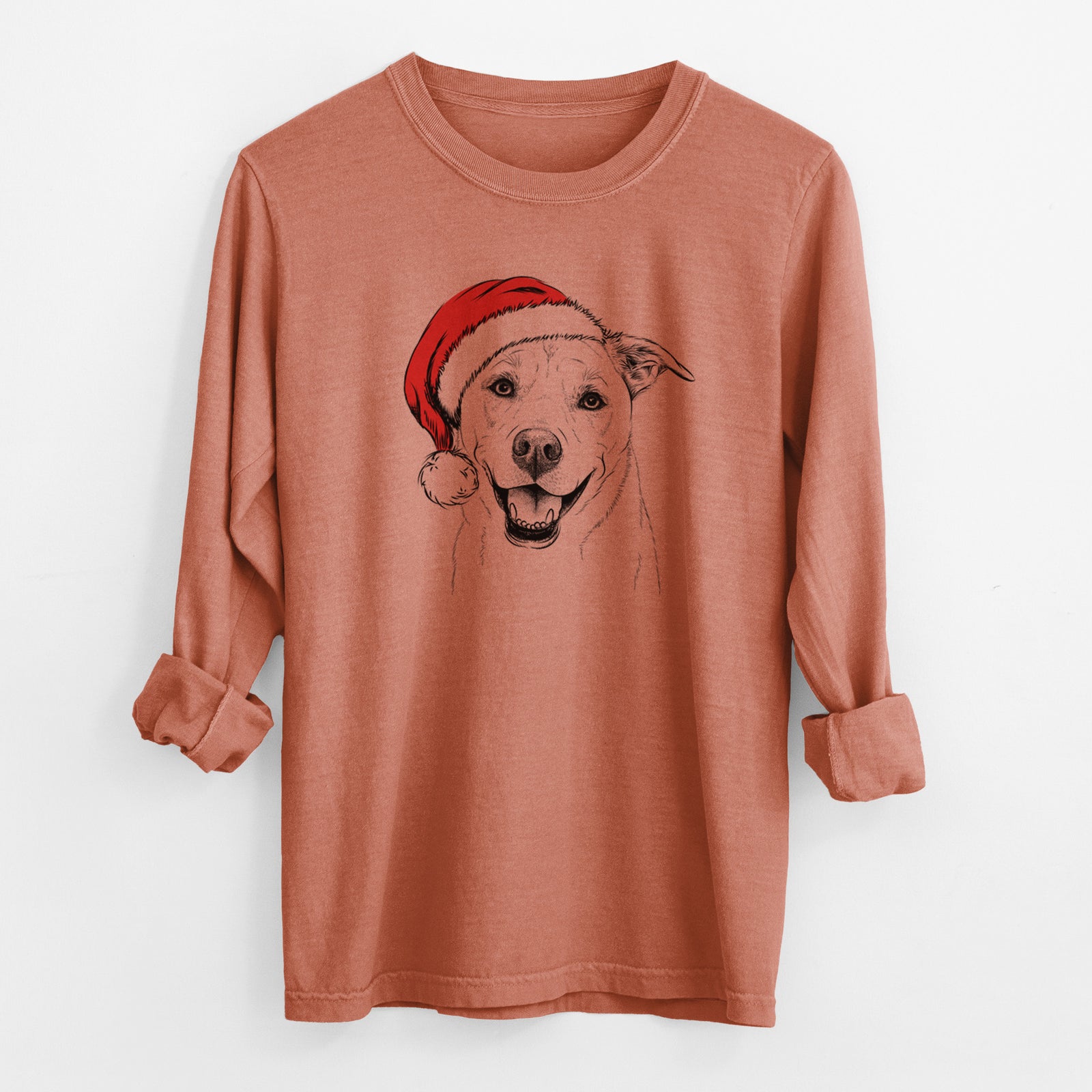Santa Carl the Mixed Breed - Men's Heavyweight 100% Cotton Long Sleeve