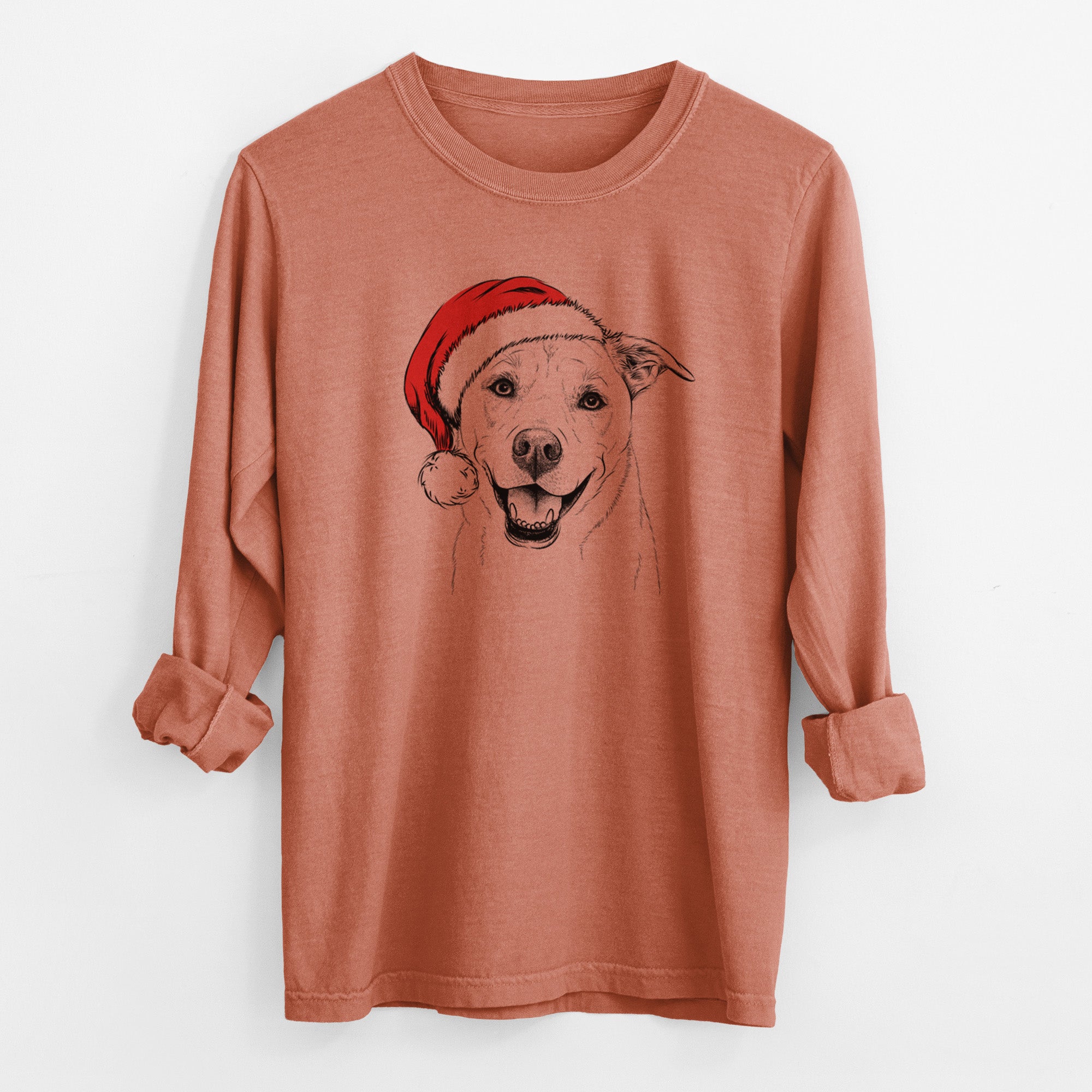 Santa Carl the Mixed Breed - Men's Heavyweight 100% Cotton Long Sleeve