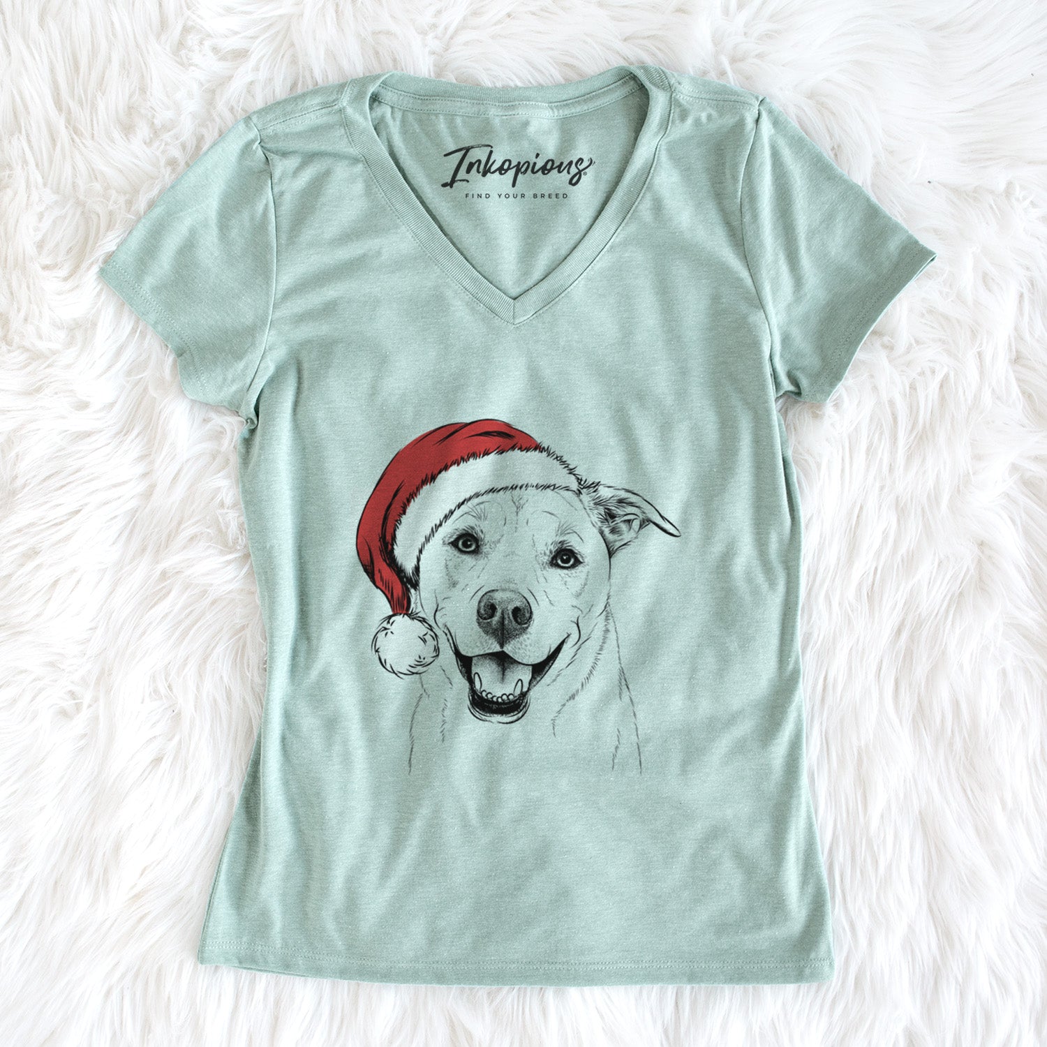 Santa Carl the Mixed Breed - Women's Perfect V-neck Shirt