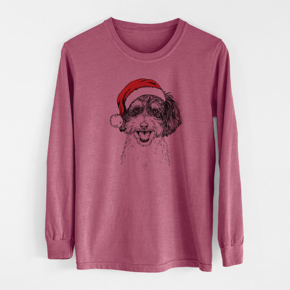 Santa Carlos the Cavapoo - Men's Heavyweight 100% Cotton Long Sleeve