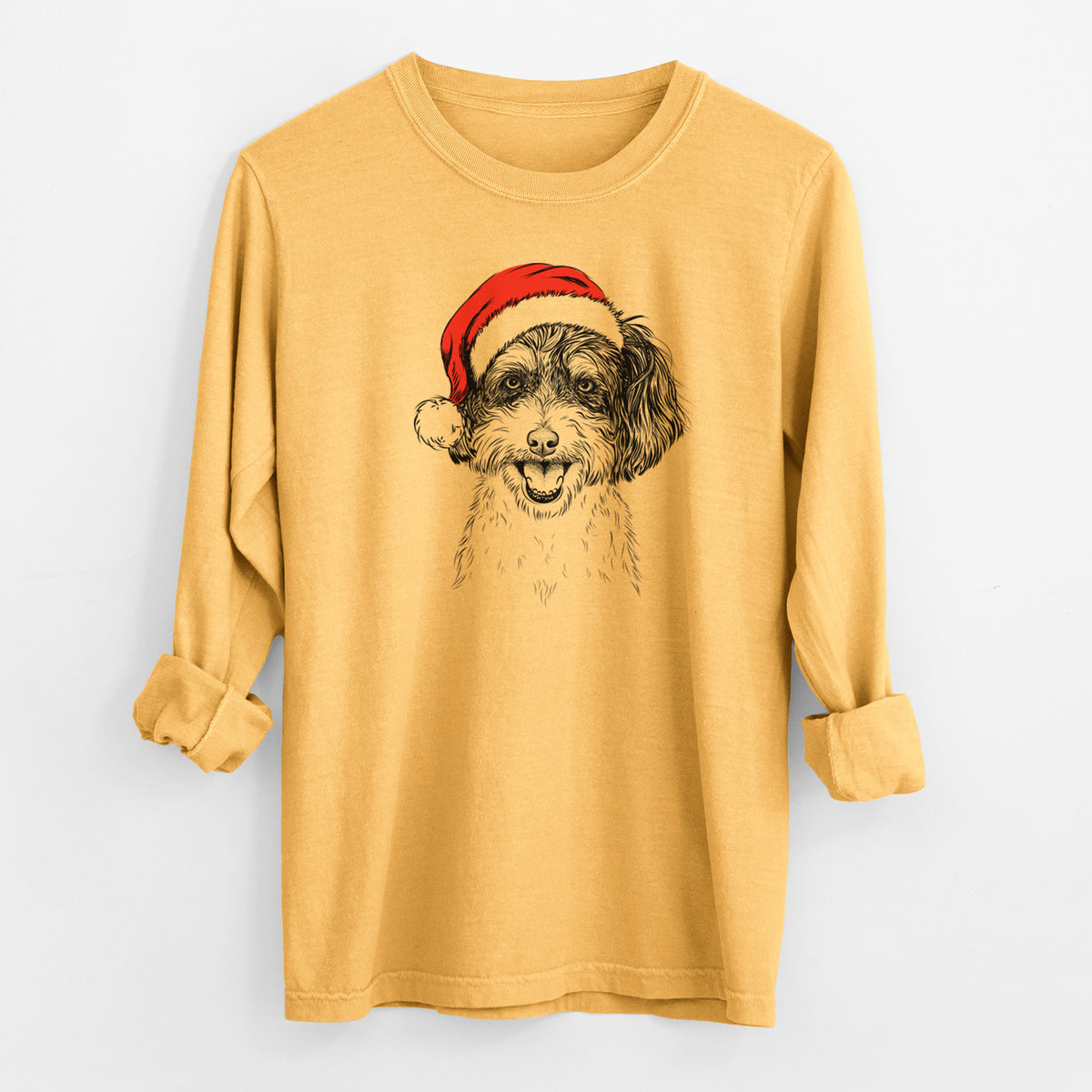 Santa Carlos the Cavapoo - Men's Heavyweight 100% Cotton Long Sleeve