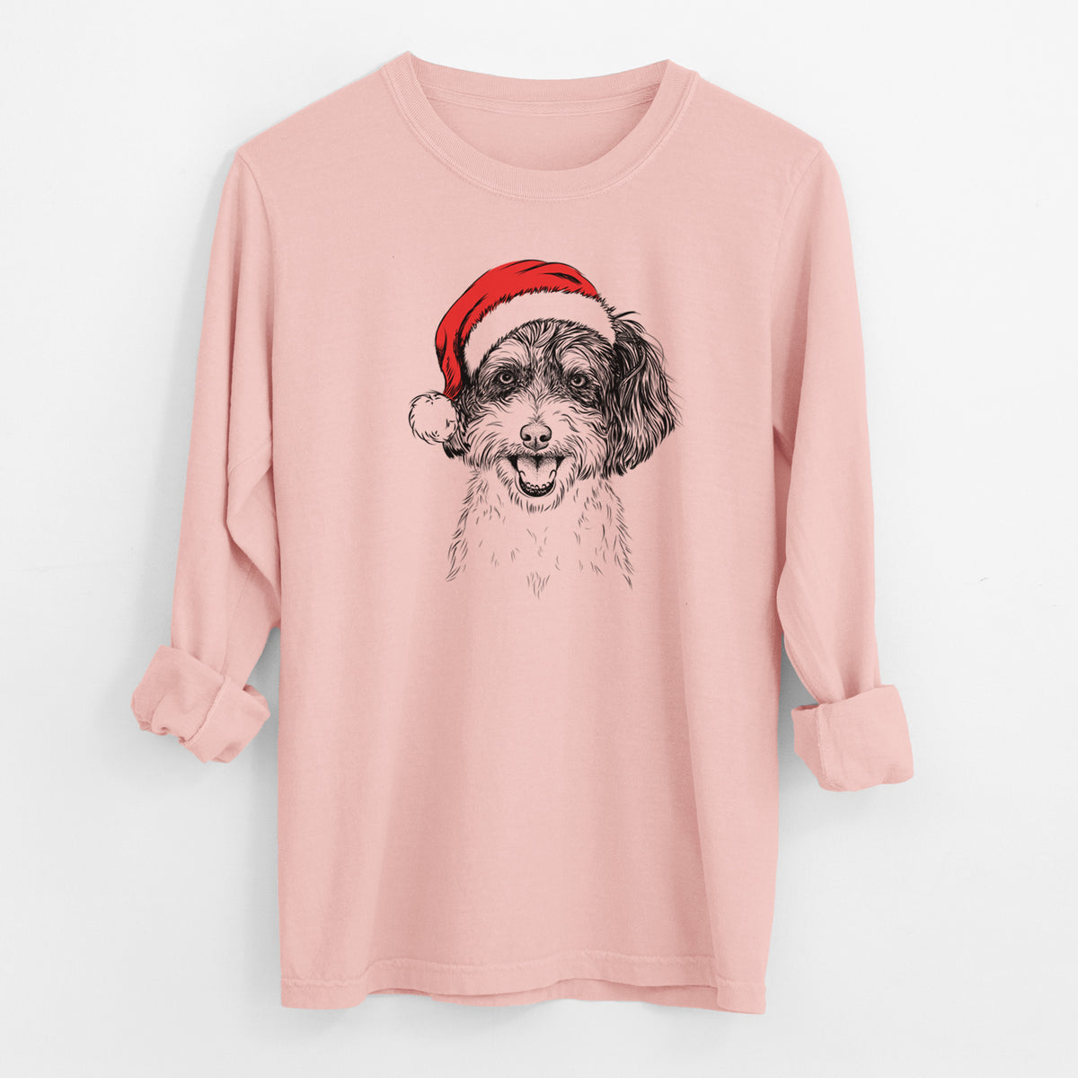 Santa Carlos the Cavapoo - Men's Heavyweight 100% Cotton Long Sleeve