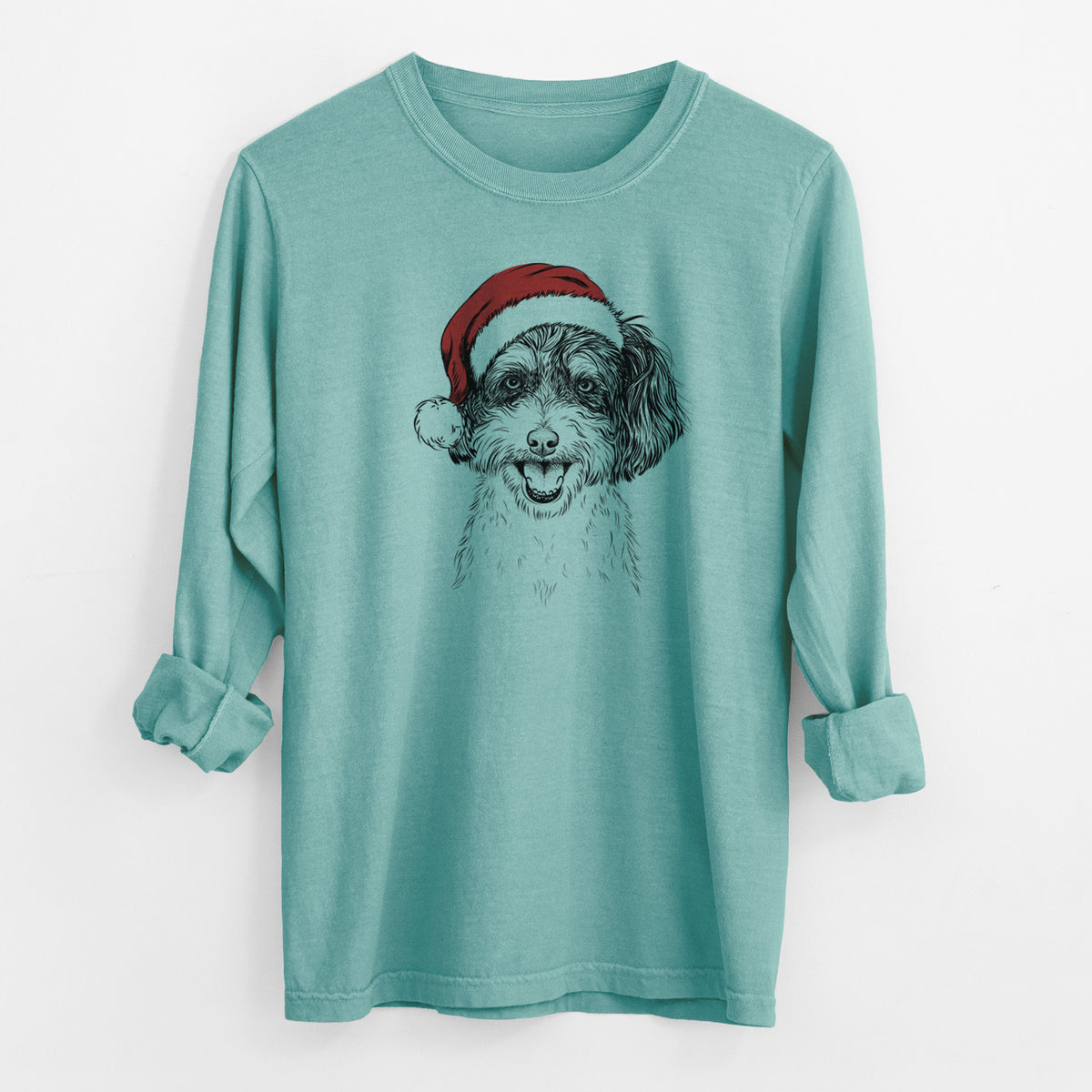 Santa Carlos the Cavapoo - Men's Heavyweight 100% Cotton Long Sleeve