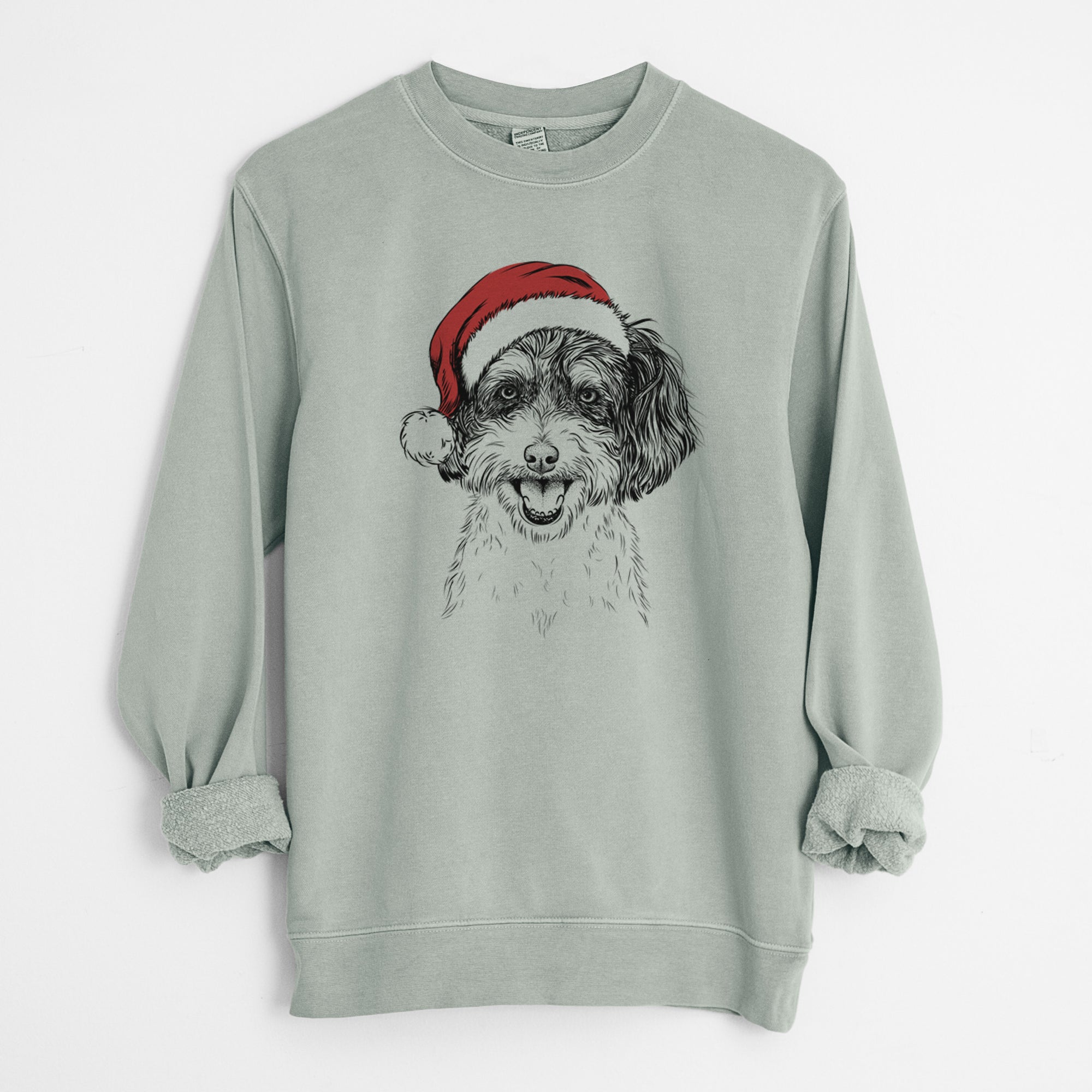 Santa Carlos the Cavapoo - Unisex Pigment Dyed Crew Sweatshirt