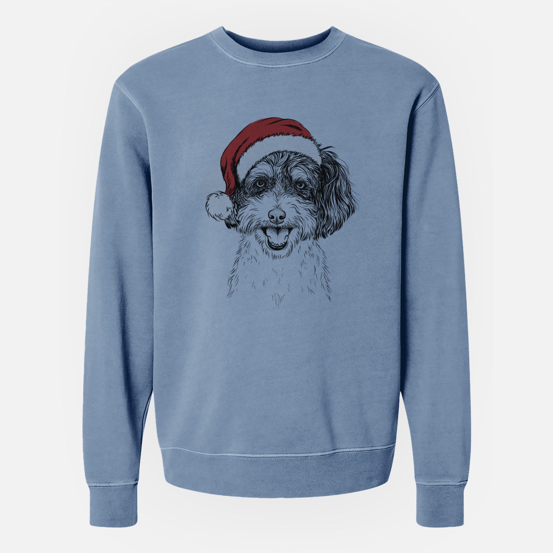 Santa Carlos the Cavapoo - Unisex Pigment Dyed Crew Sweatshirt