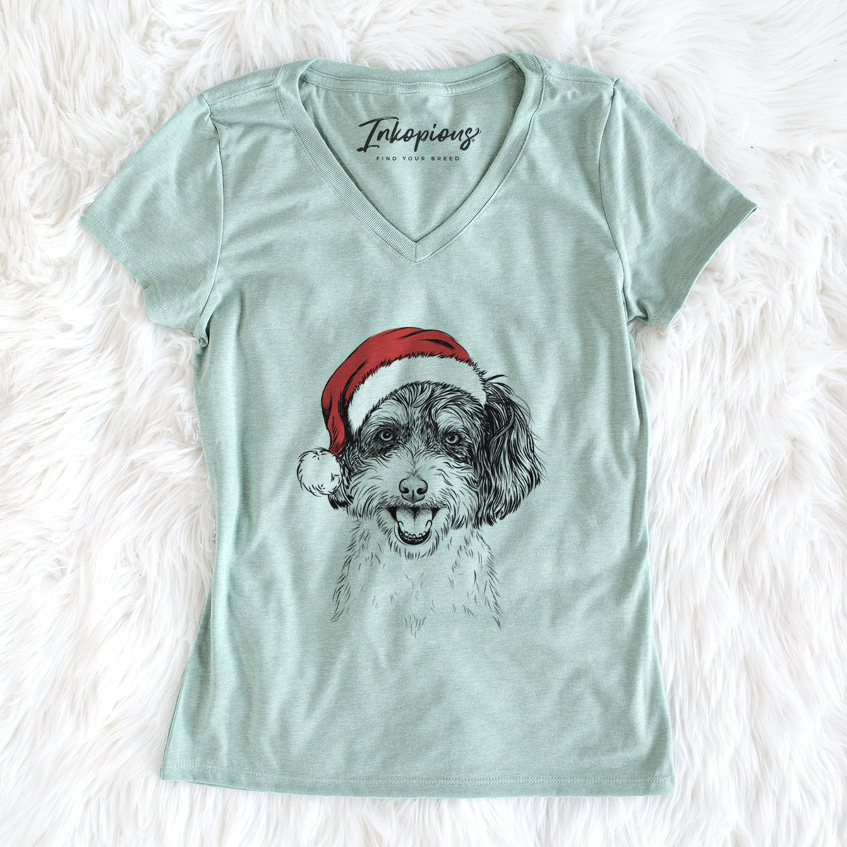 Santa Carlos the Cavapoo - Women's Perfect V-neck Shirt