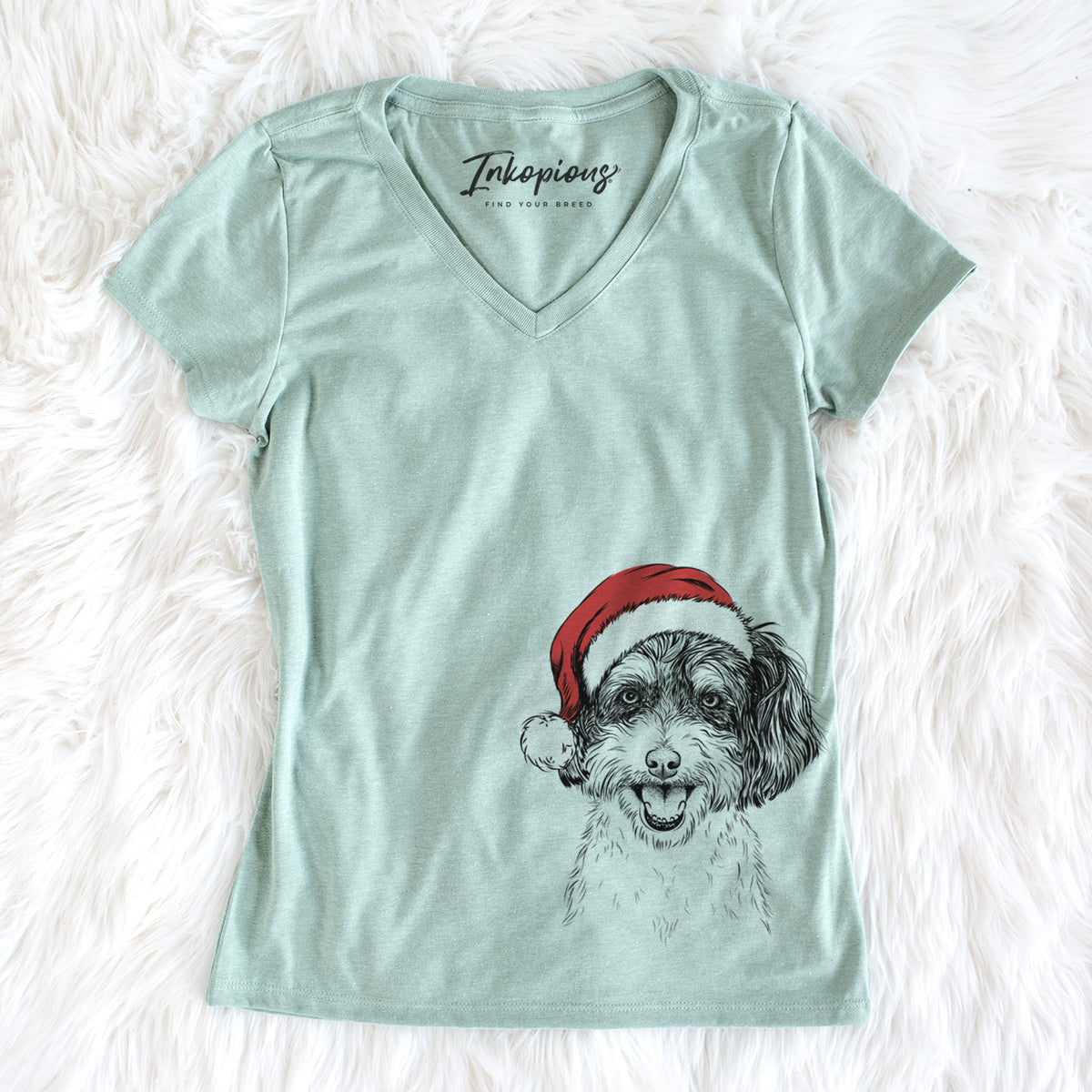Santa Carlos the Cavapoo - Women&#39;s Perfect V-neck Shirt