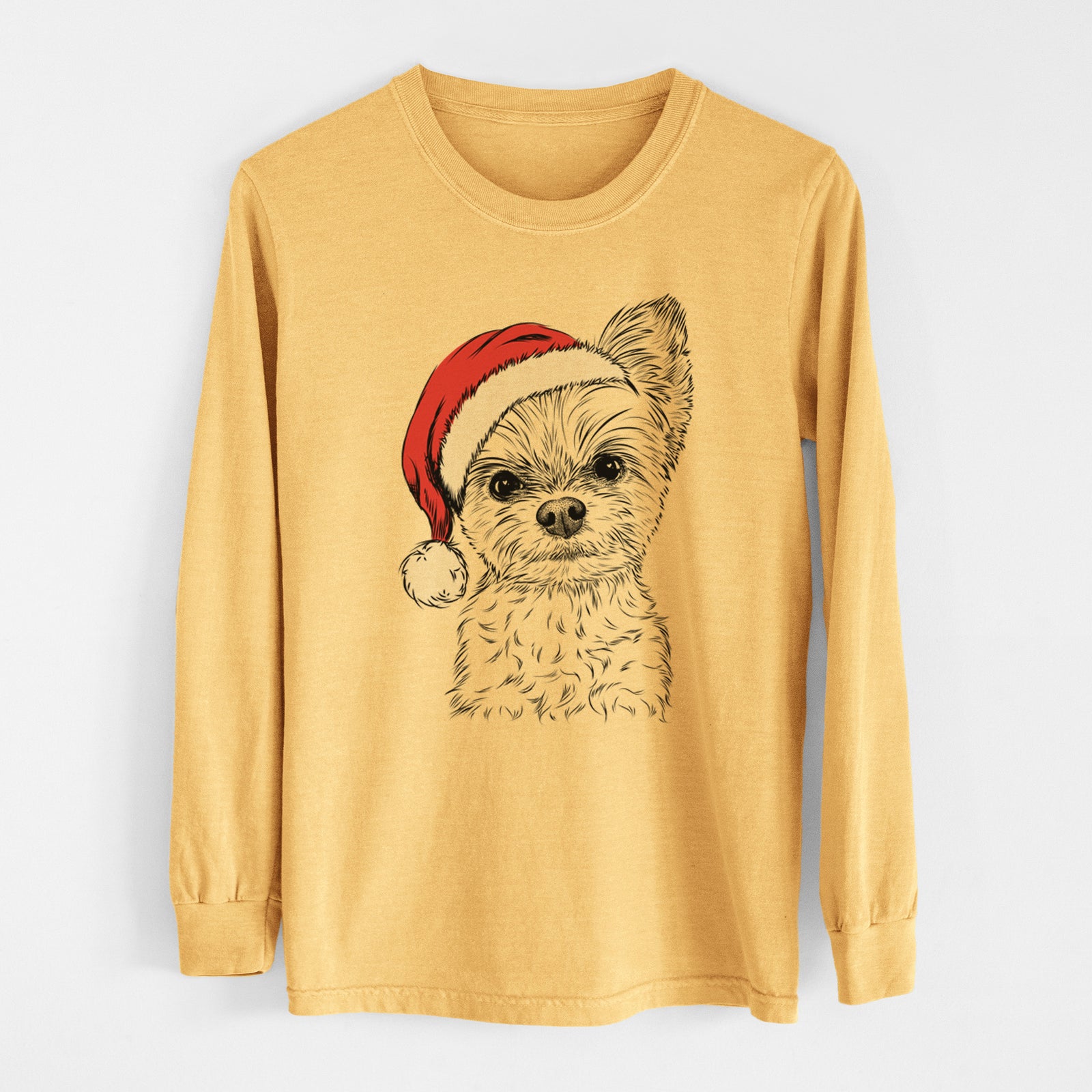 Santa Chance the Yapper the Yorkshire Terrier - Heavyweight 100% Cotton Long Sleeve