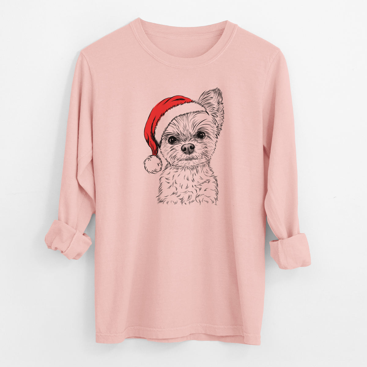 Santa Chance the Yorkshire Terrier - Men's Heavyweight 100% Cotton Long Sleeve