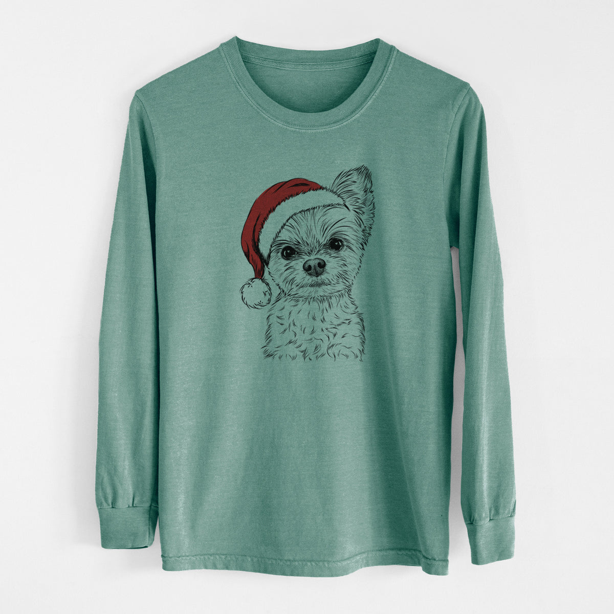 Santa Chance the Yorkshire Terrier - Men's Heavyweight 100% Cotton Long Sleeve