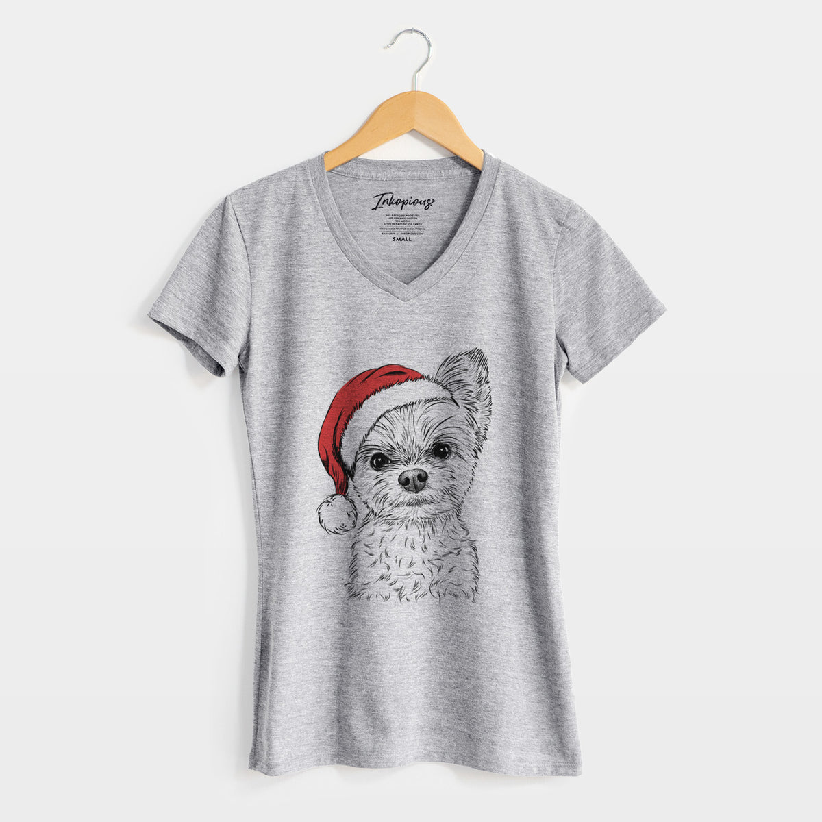 Santa Chance the Yapper the Yorkshire Terrier - Women's Perfect V-neck Shirt