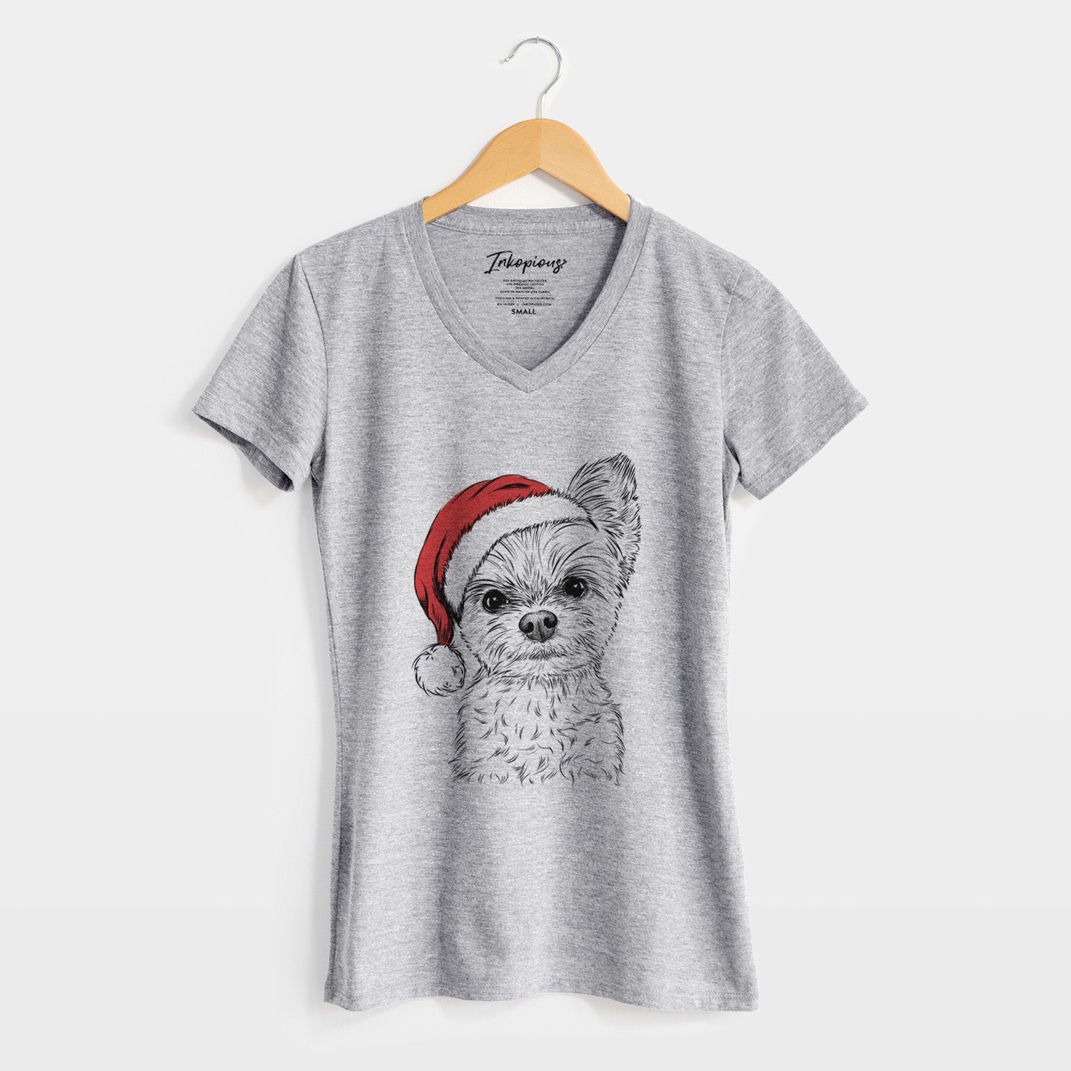 Santa Chance the Yapper the Yorkshire Terrier - Women's Perfect V-neck Shirt