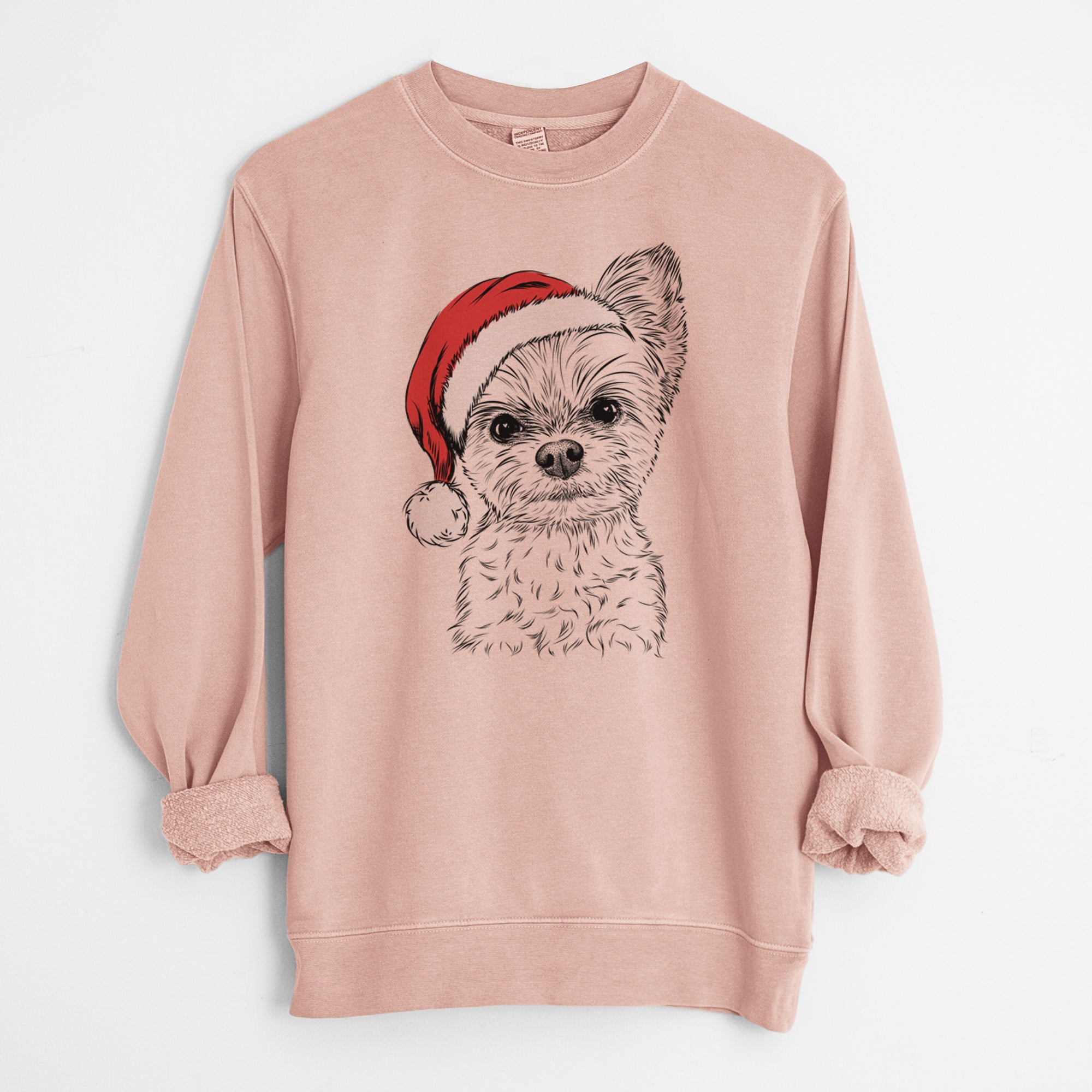 Santa Chance the Yapper the Yorkshire Terrier - Unisex Pigment Dyed Crew Sweatshirt