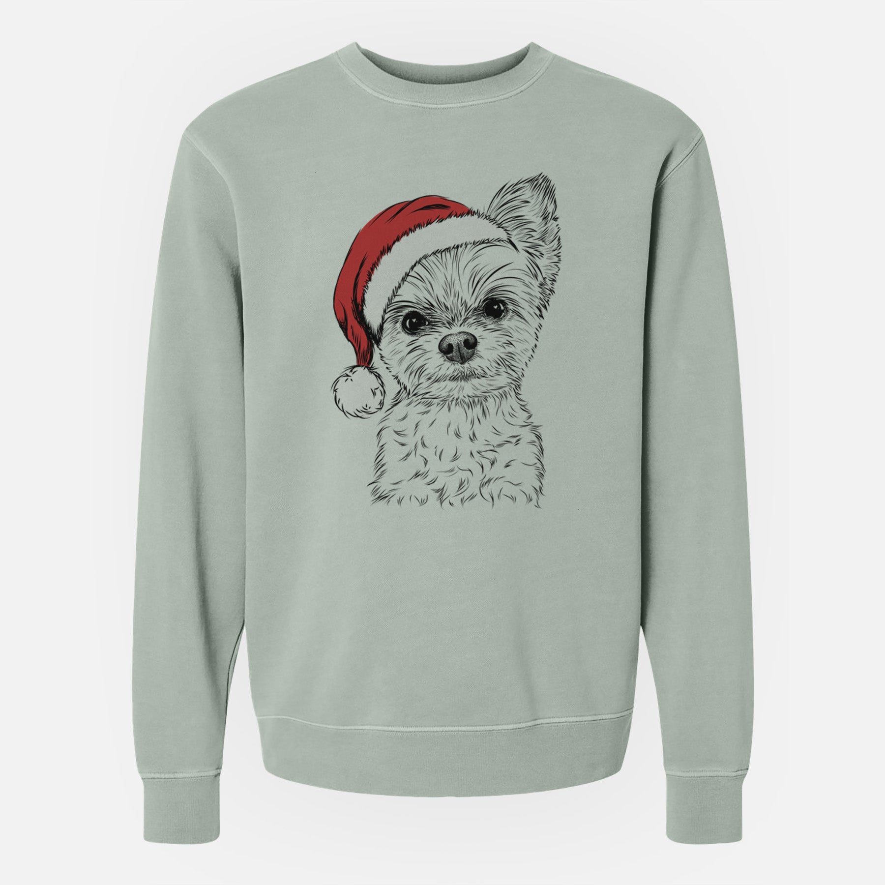 Santa Chance the Yapper the Yorkshire Terrier - Unisex Pigment Dyed Crew Sweatshirt