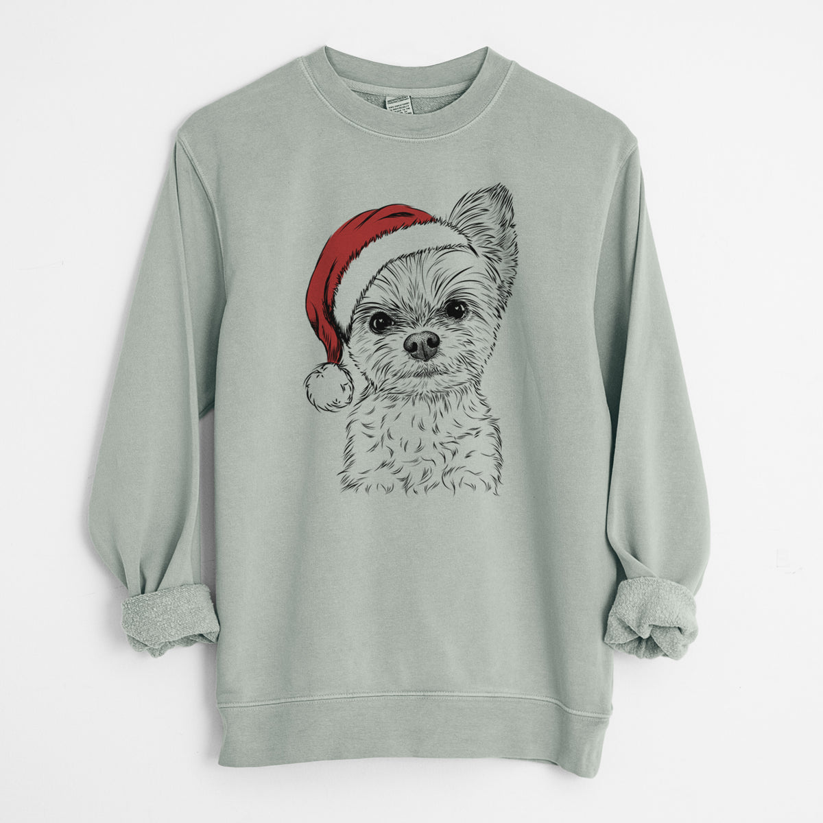 Santa Chance the Yapper the Yorkshire Terrier - Unisex Pigment Dyed Crew Sweatshirt