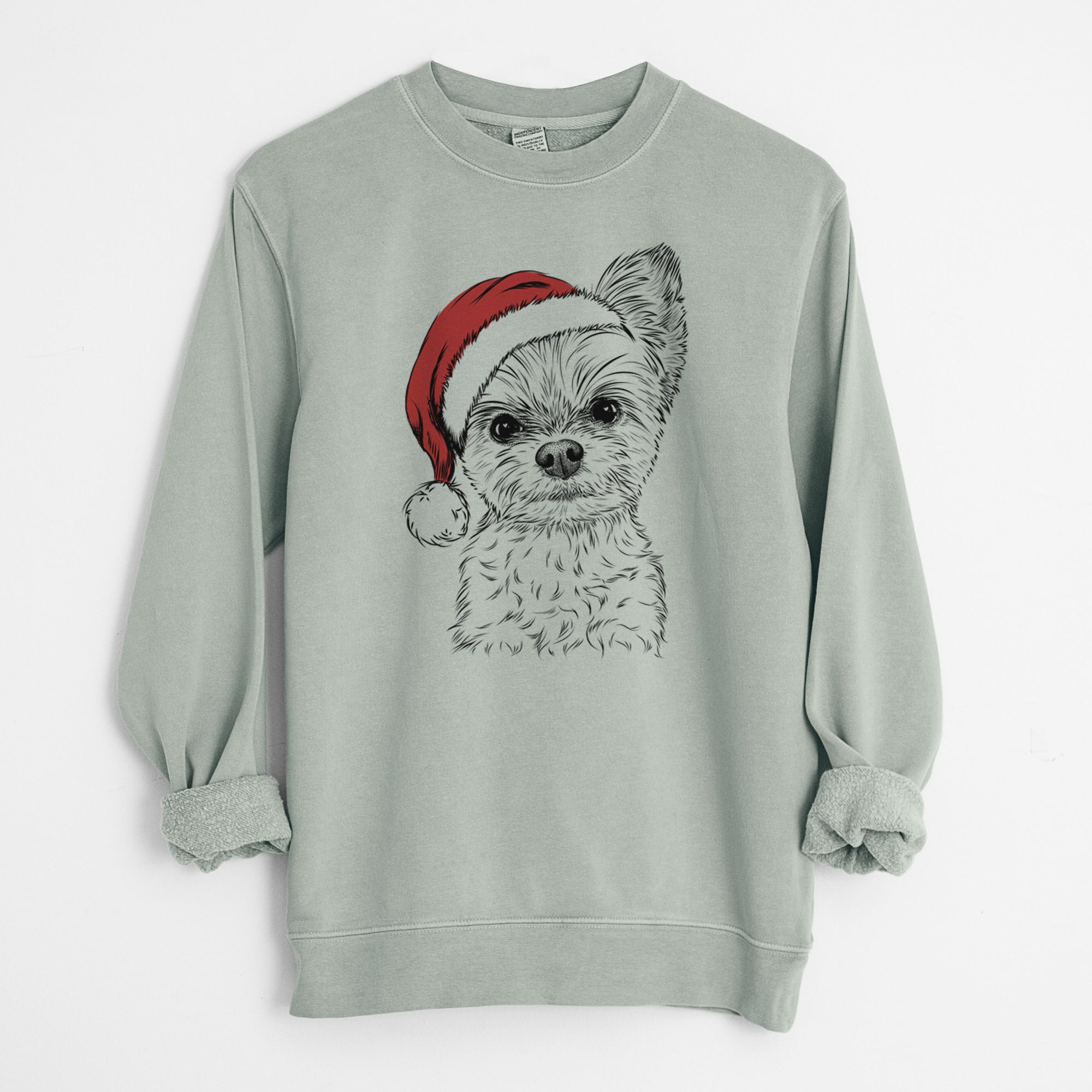 Santa Chance the Yapper the Yorkshire Terrier - Unisex Pigment Dyed Crew Sweatshirt