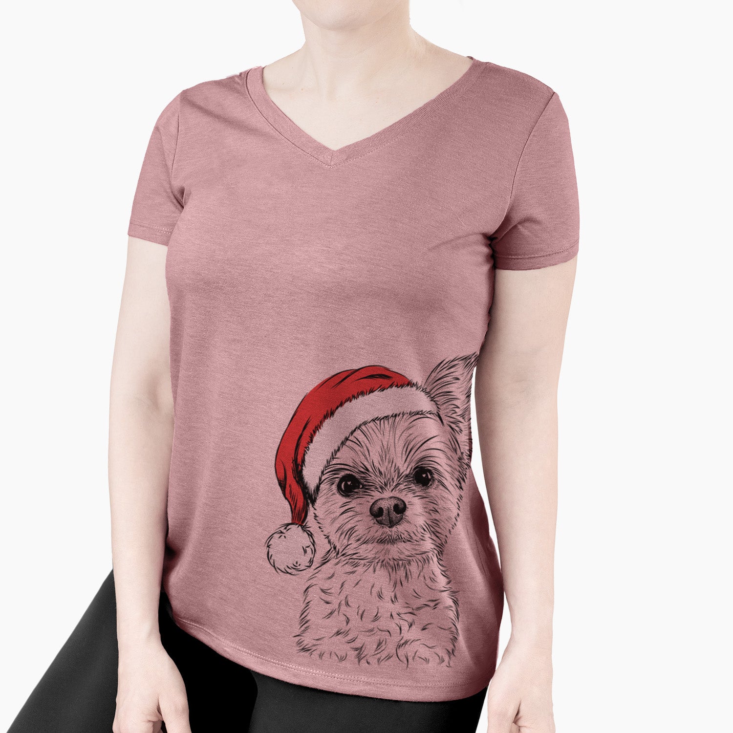 Santa Chance the Yapper the Yorkshire Terrier - Women's Perfect V-neck Shirt