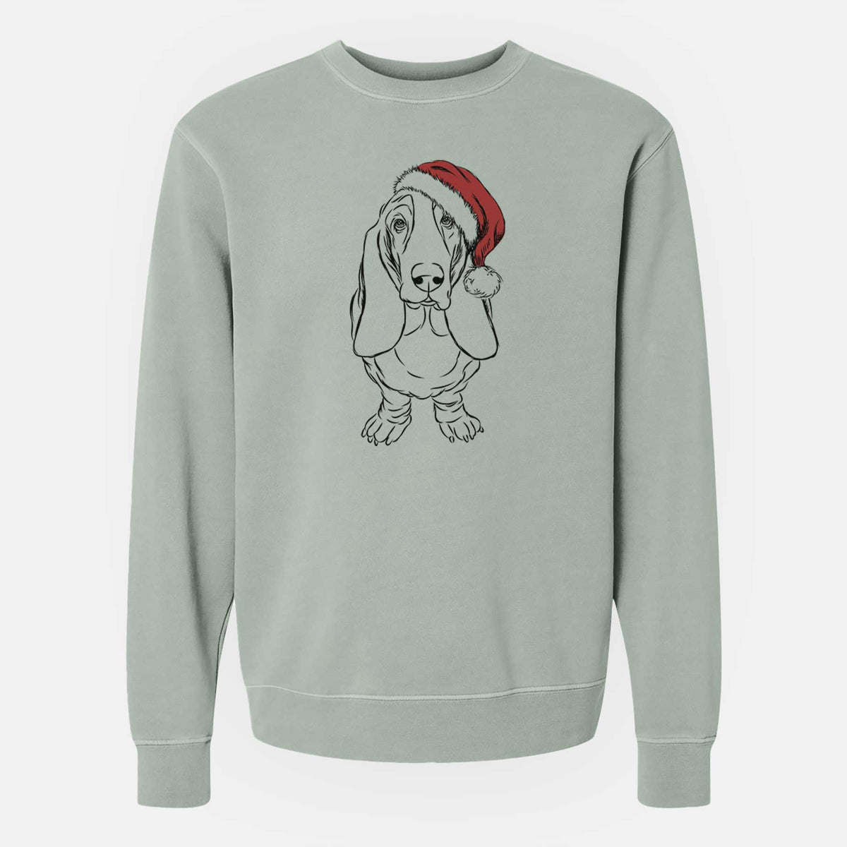 Santa Charlie the Basset Hound - Unisex Pigment Dyed Crew Sweatshirt