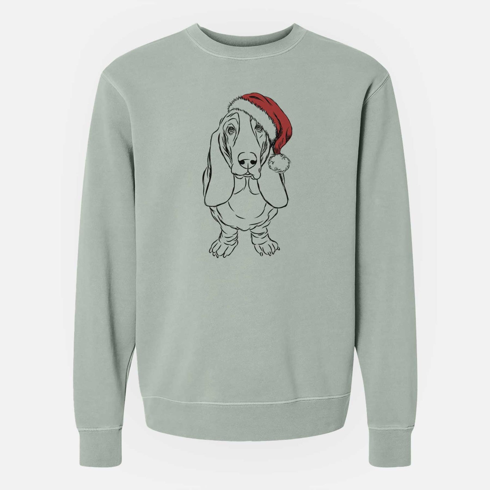 Santa Charlie the Basset Hound - Unisex Pigment Dyed Crew Sweatshirt