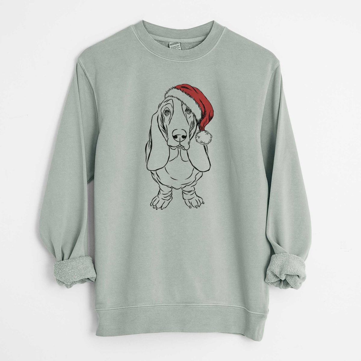 Santa Charlie the Basset Hound - Unisex Pigment Dyed Crew Sweatshirt