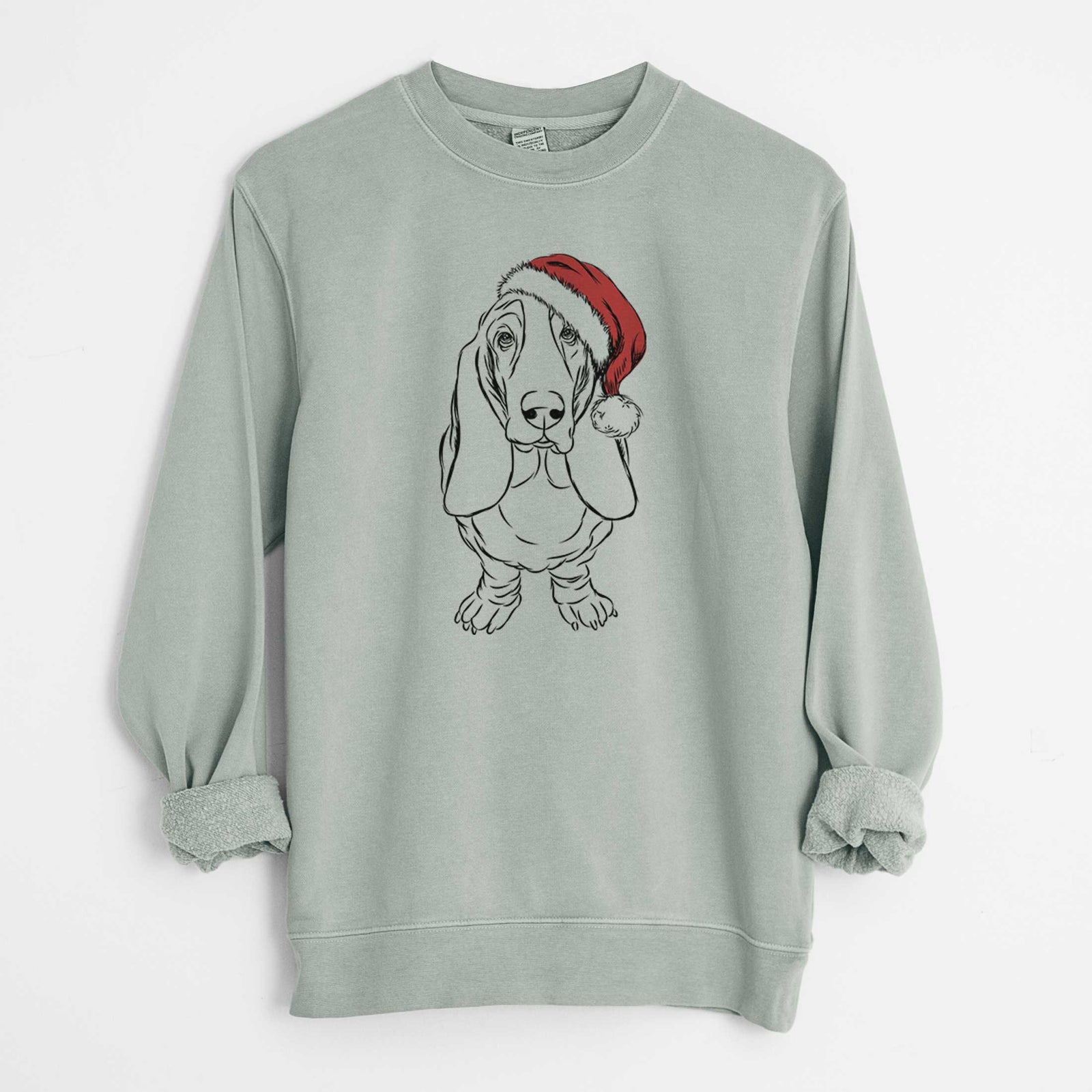 Santa Charlie the Basset Hound - Unisex Pigment Dyed Crew Sweatshirt