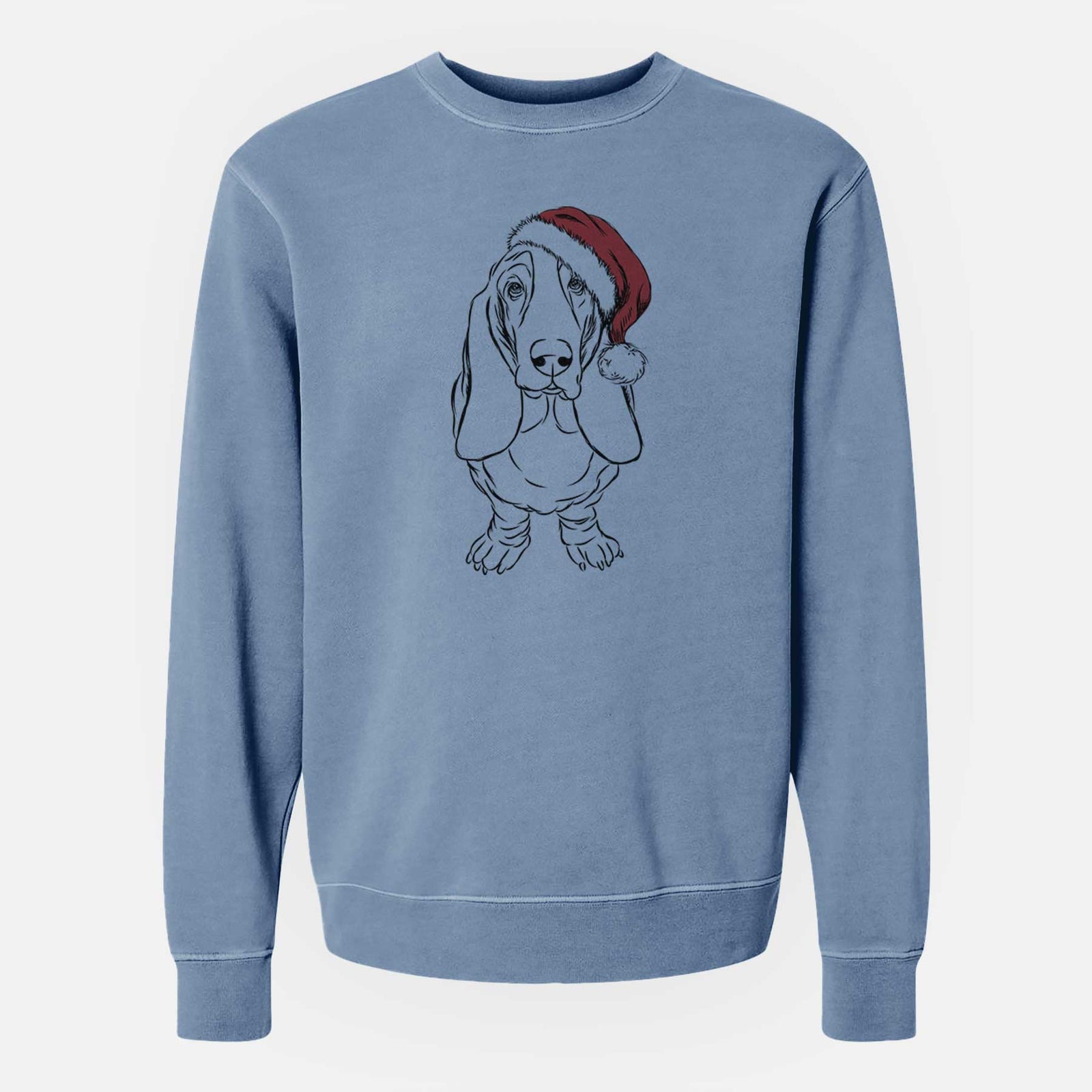 Santa Charlie the Basset Hound - Unisex Pigment Dyed Crew Sweatshirt