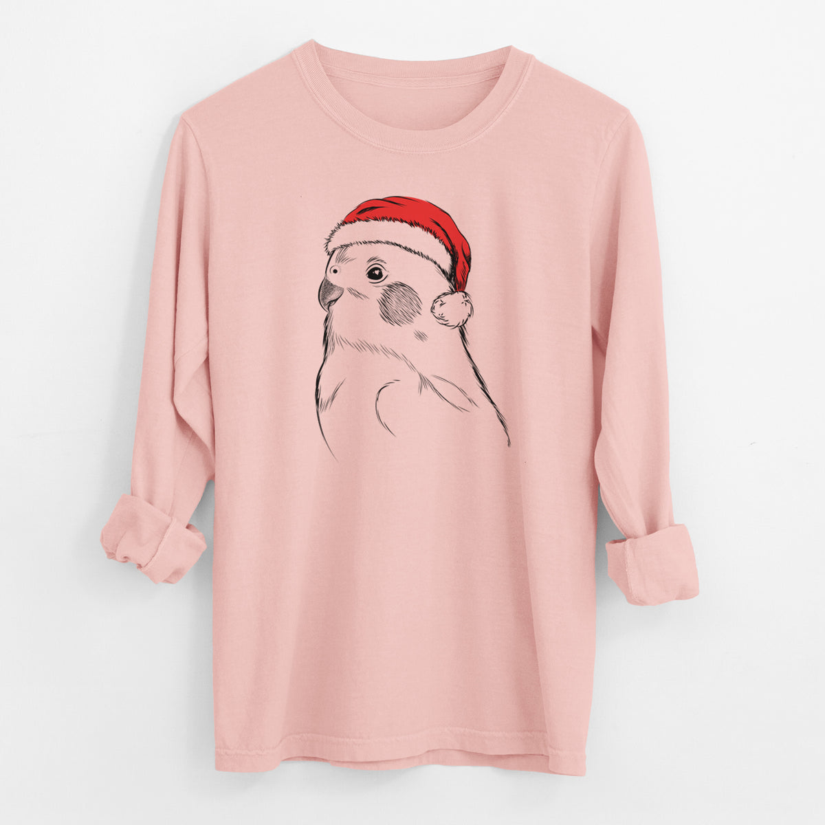 Santa Charlie the Cockatiel - Men's Heavyweight 100% Cotton Long Sleeve
