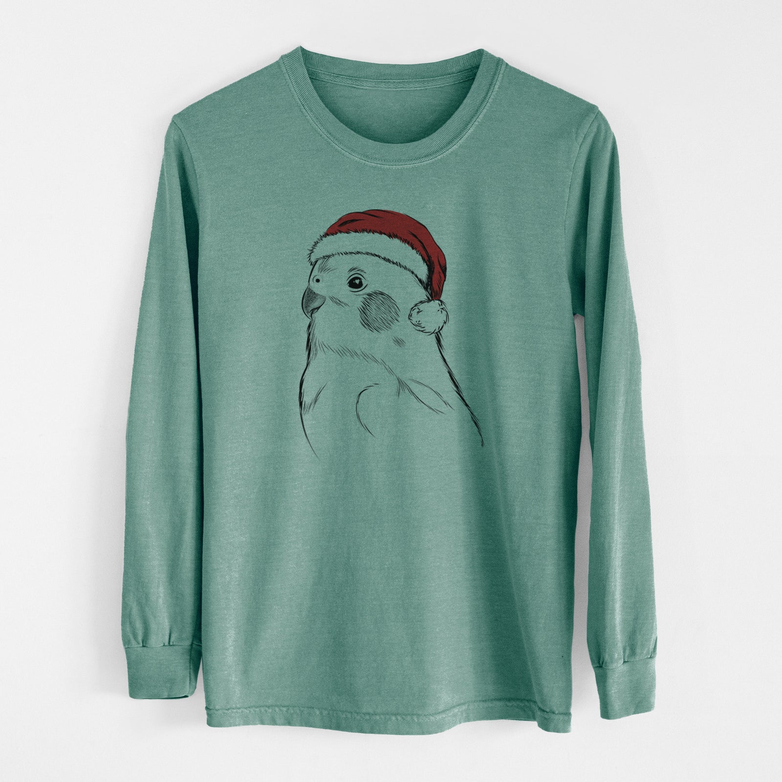 Santa Charlie the Cockatiel - Men's Heavyweight 100% Cotton Long Sleeve