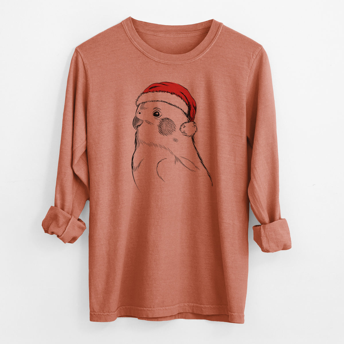 Santa Charlie the Cockatiel - Men's Heavyweight 100% Cotton Long Sleeve