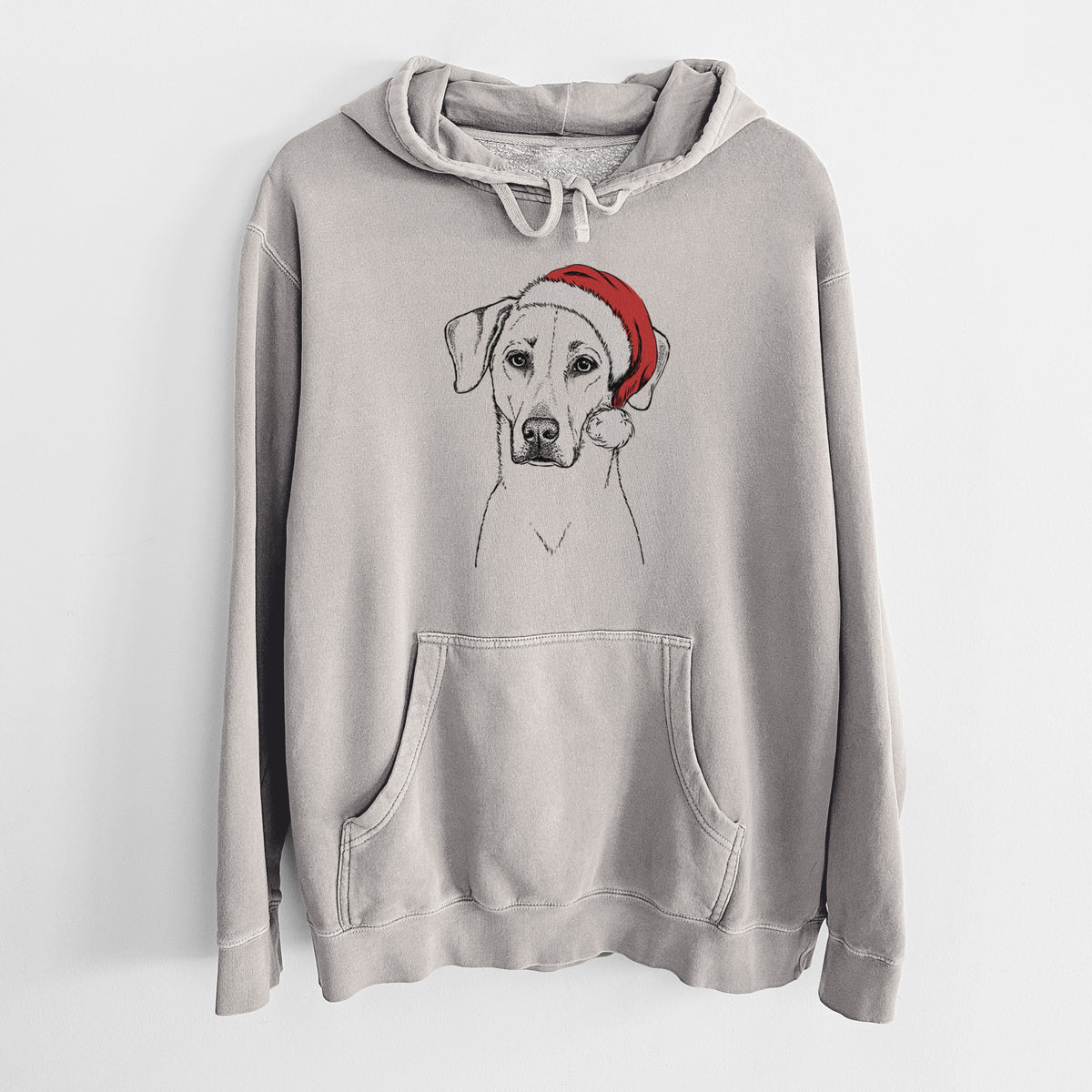 Santa Hat Charlie Girl the Yellow Lab - Unisex Pigment Dyed Hoodie
