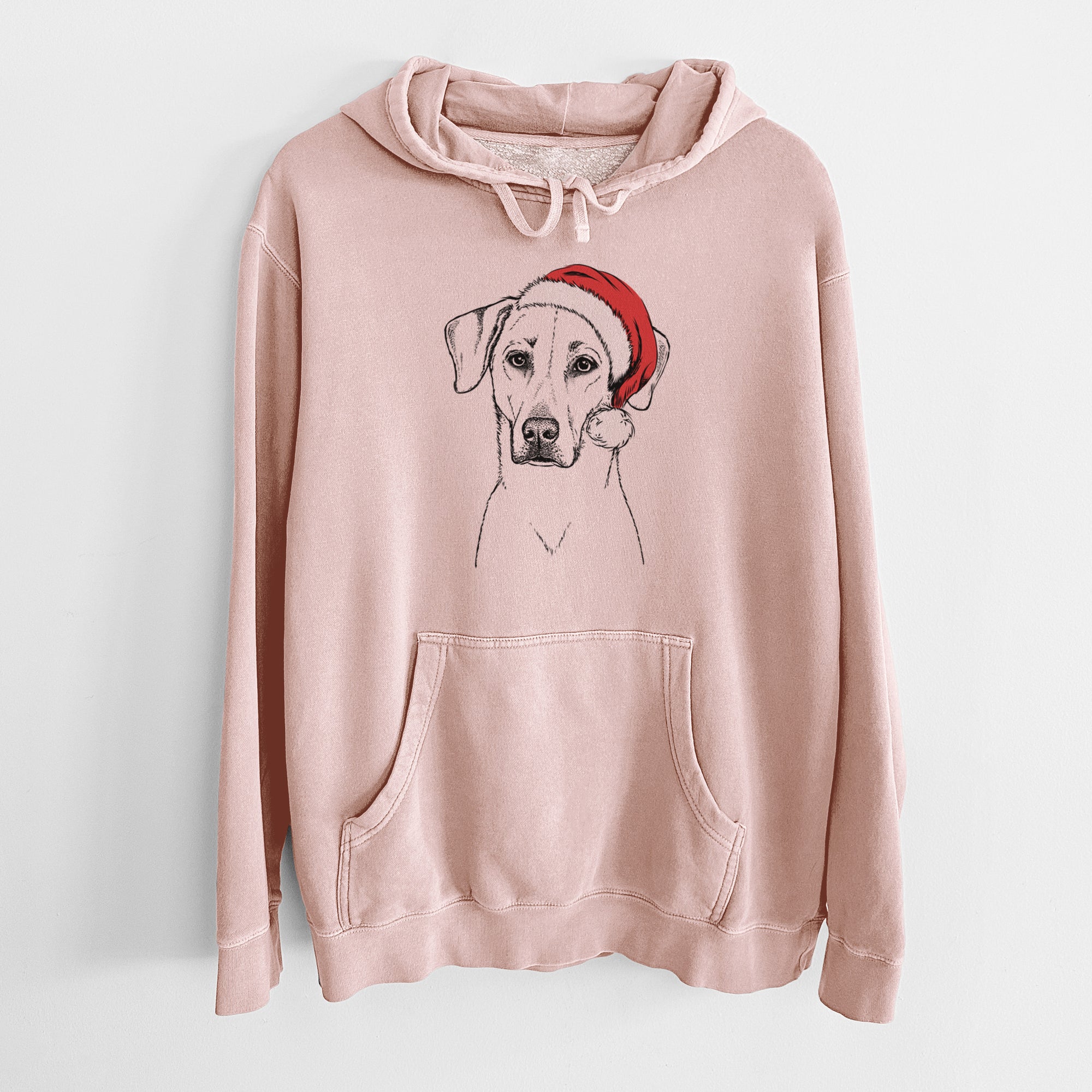 Santa Hat Charlie Girl the Yellow Lab - Unisex Pigment Dyed Hoodie