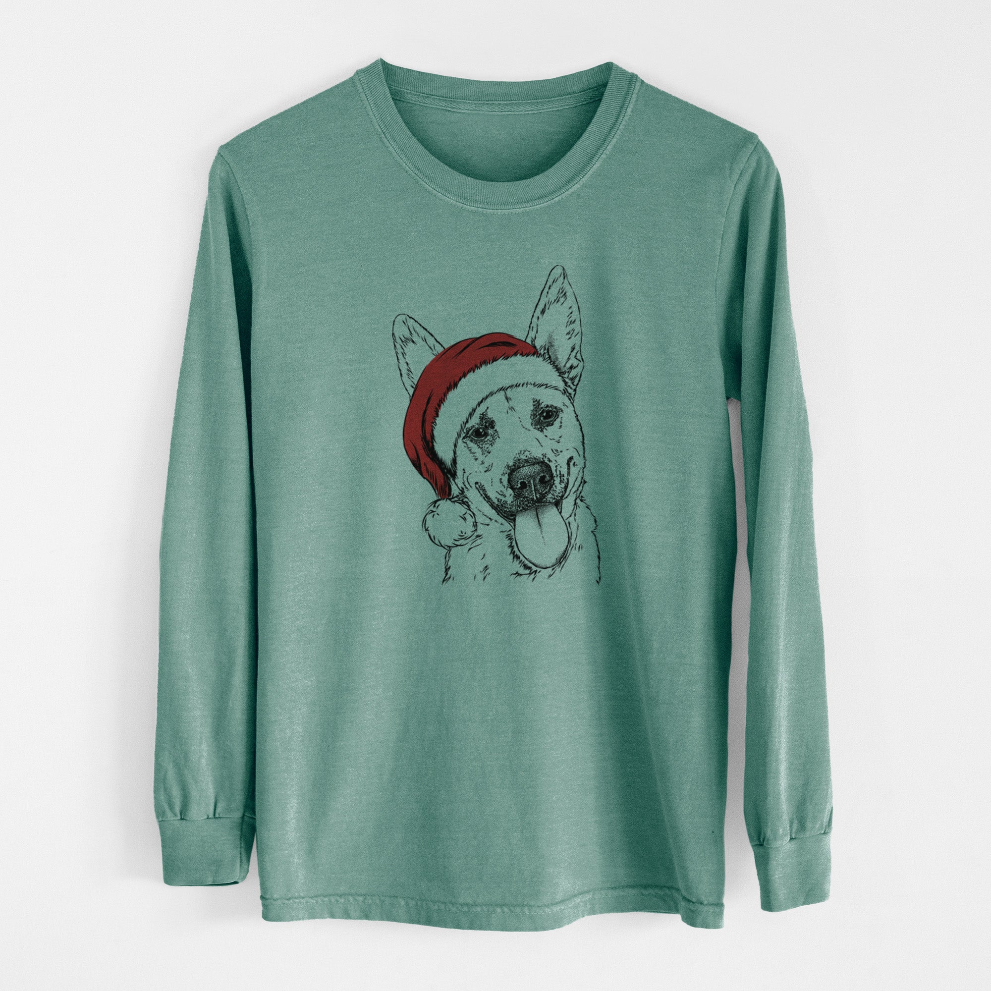 Santa Charlie the Mixed Breed - Men's Heavyweight 100% Cotton Long Sleeve