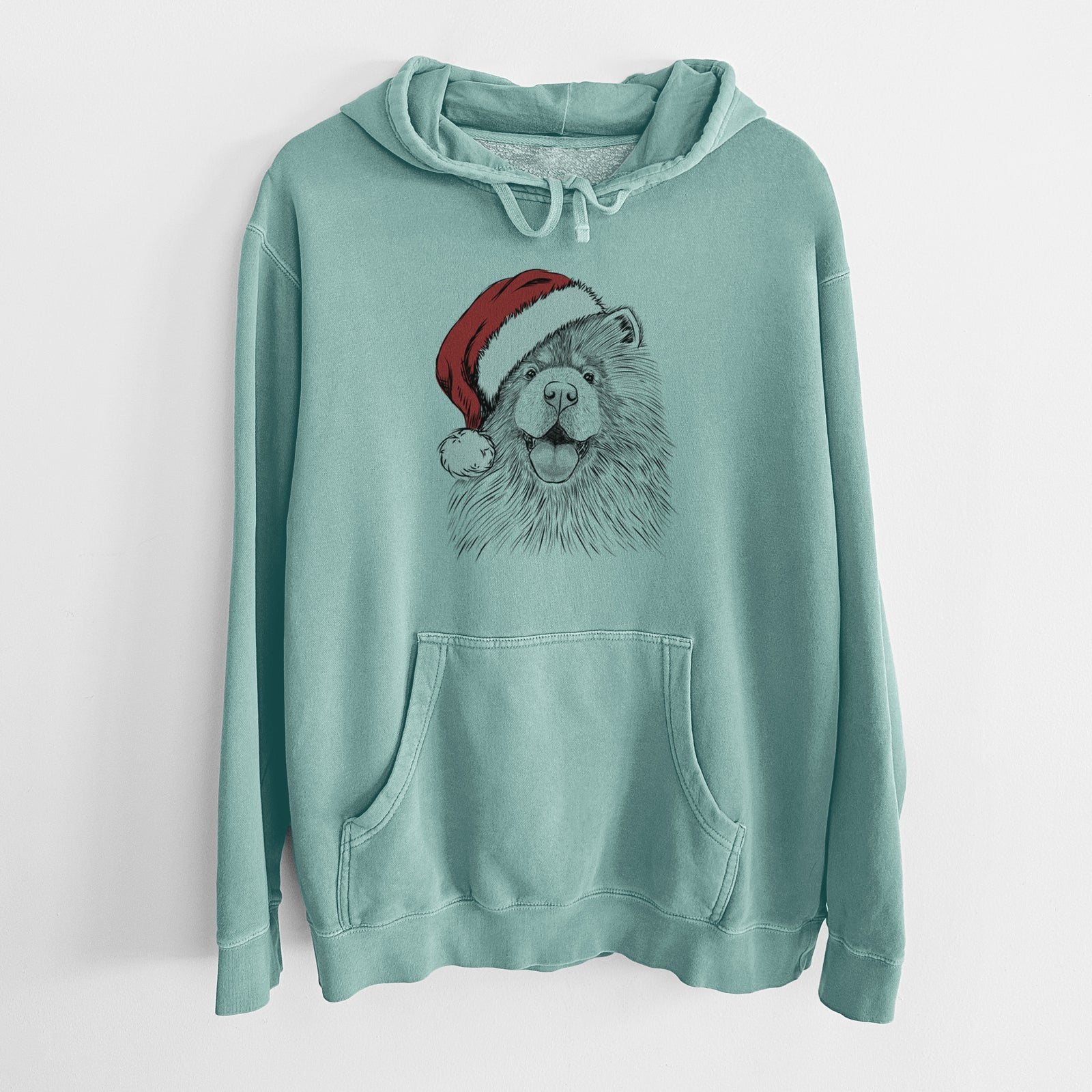 Santa Hat Charming Charlie the Chow Chow - Unisex Pigment Dyed Hoodie